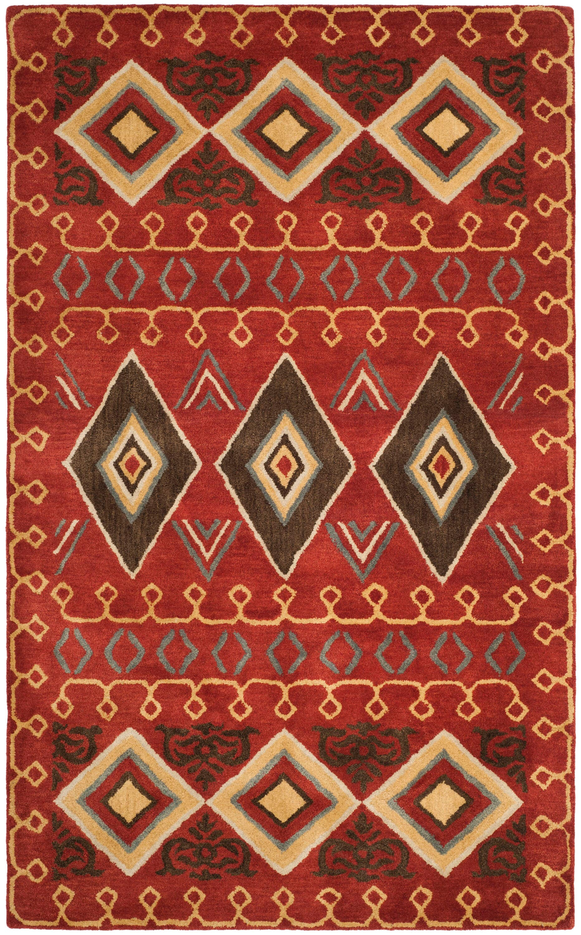 SAFAVIEH Heritage Josif Southwestern Wool Area Rug, Red/Multi, 4' x 6'