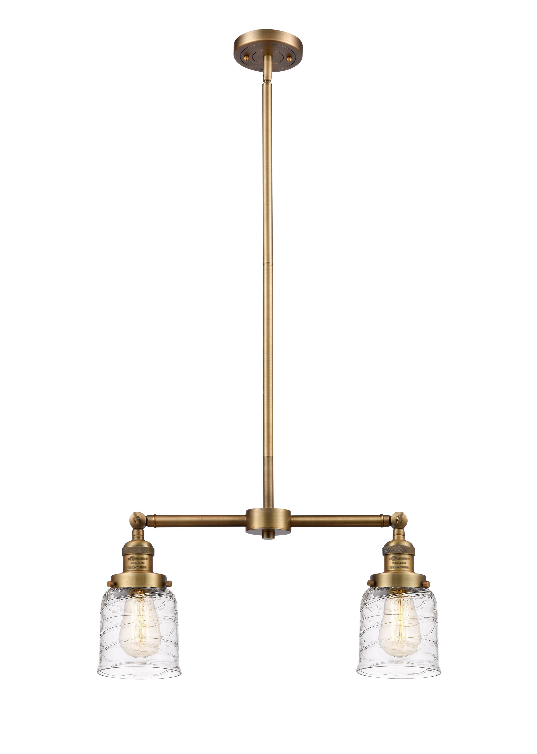 Franklin Restoration 21" Brushed Brass Island Light with Glass Shades