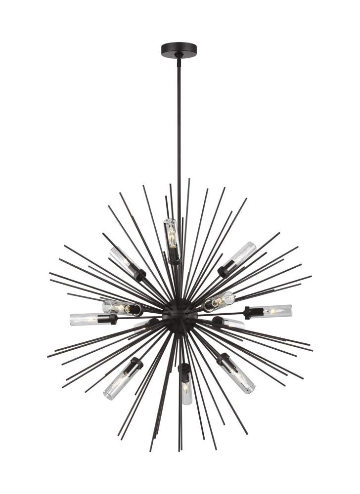 Oil Rubbed Bronze Sputnik 12-Light Outdoor Chandelier with Clear Glass