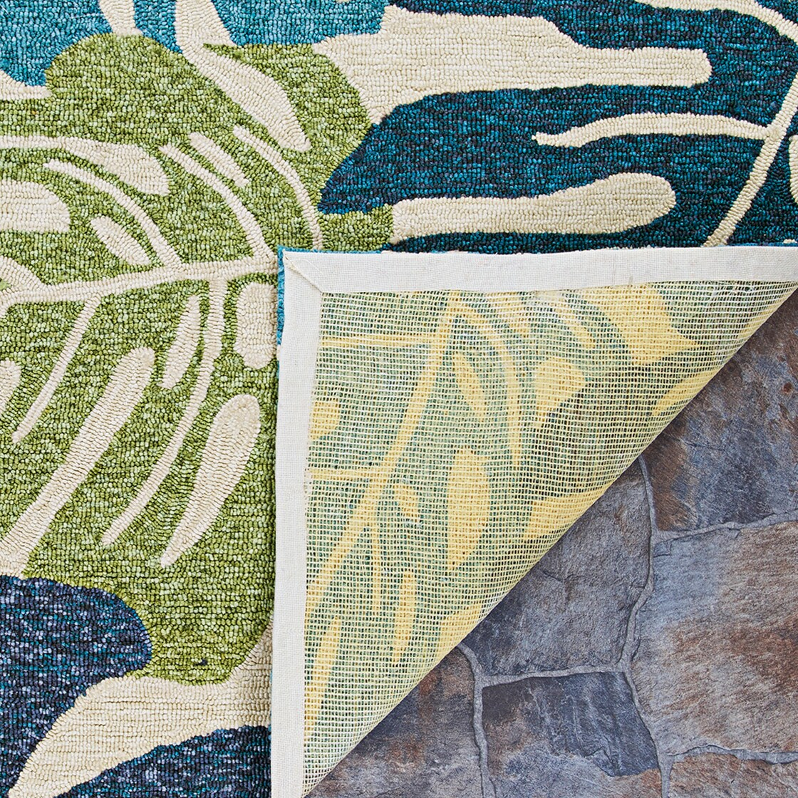 Couristan Covington Monstera Cream-Multicolor Indoor / Outdoor Area Rug, 7'10" Round