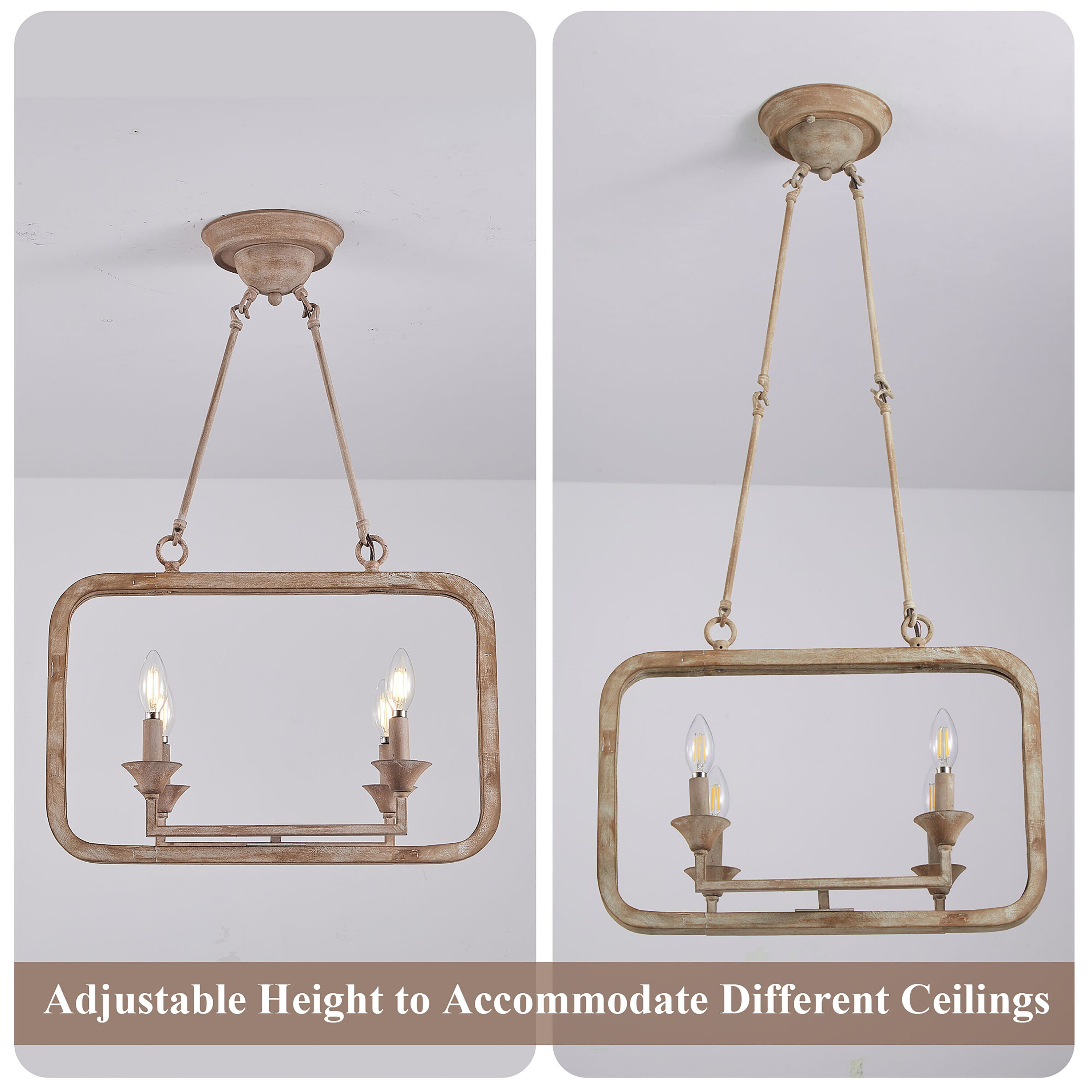 Cusp Barn Chandelier 4 -Light Brushed Brown Farmhouse Bare bulb For Use in Bedrooms, Dining Rooms, Foyers, Kitchens, Living Rooms Chandelier