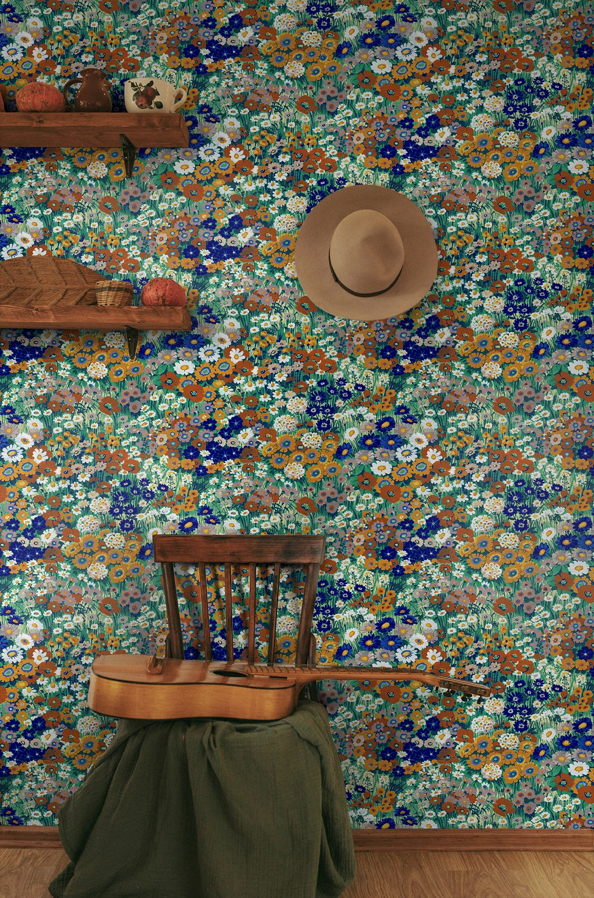 NextWall Floral Summer Glades & Terra Cotta Meadow Peel and Stick Wallpaper