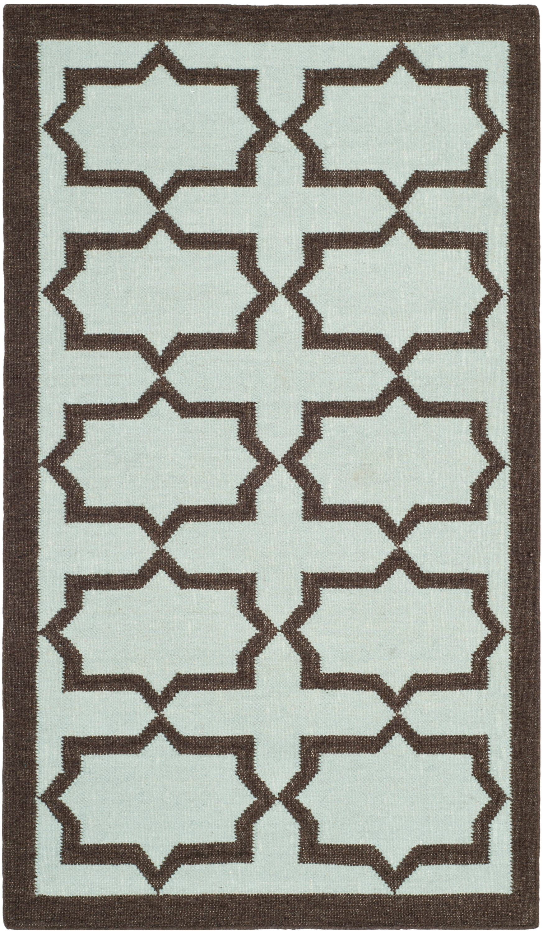 SAFAVIEH Dhurrie Diana Geometric Moroccan Wool Area Rug, Light Blue, 3' x 5'