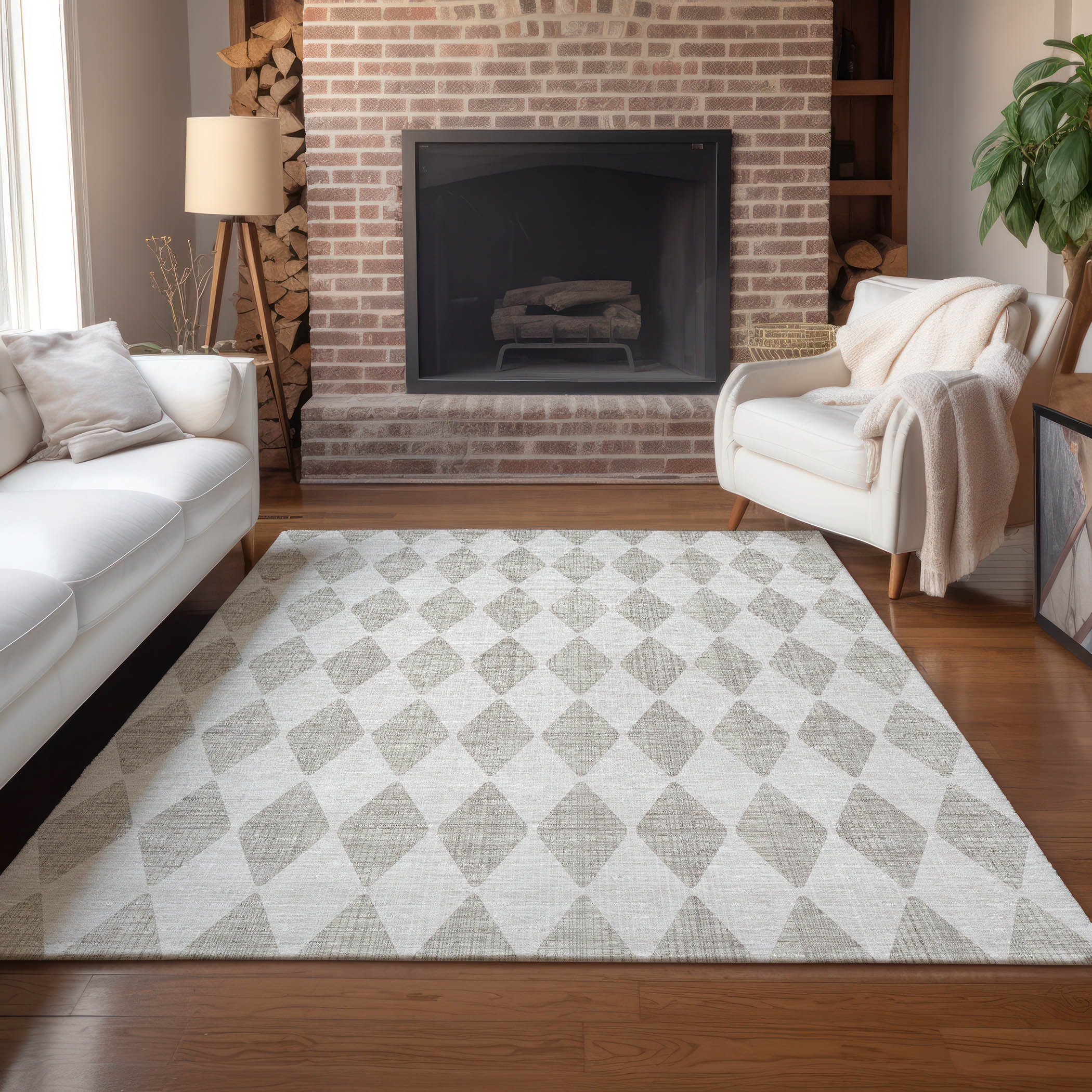 Addison Rugs Chantille Indoor/Outdoor Transitional Diamonds Beige Washable Rectangle Rug, 3' x 5'