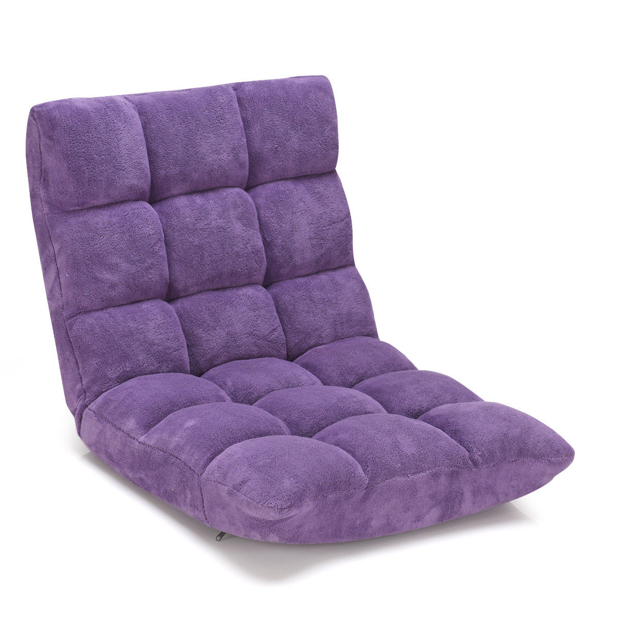 Finihen Adjustable 14-position Cushioned Floor Chair, Folding Lazy Sofa Chair for Living Room, Bedroom, for Gaming, Reading, Purple