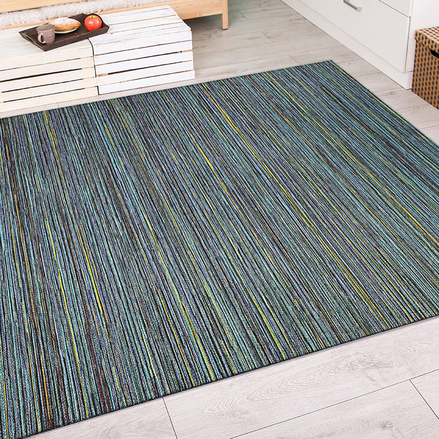 Couristan Cape Hinsdale Indoor / Outdoor Area Rug, Teal-Cobalt, 5'3" x 7'6"