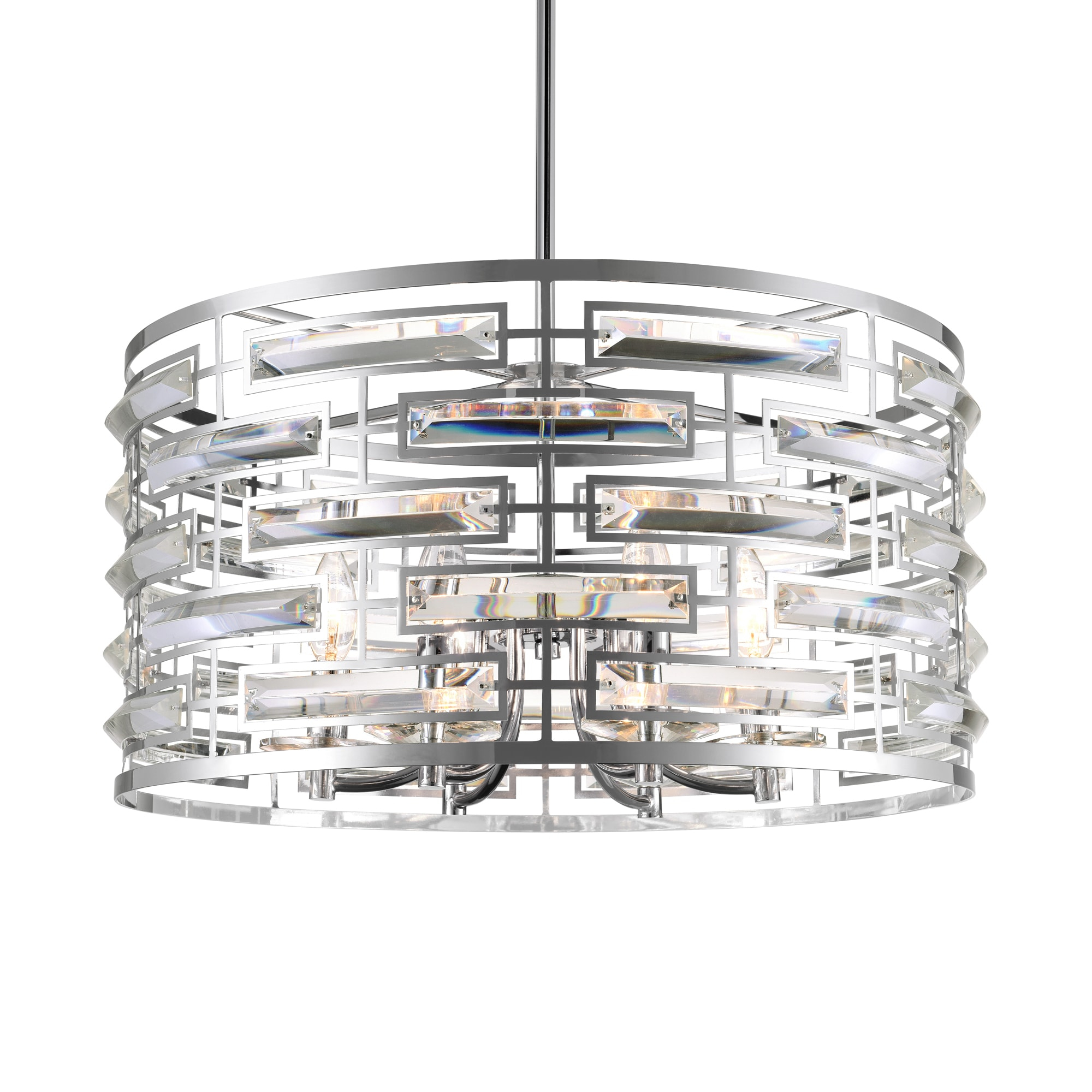CWI Lighting Petia 6 Light Drum Shade Metal Chandelier in Chrome