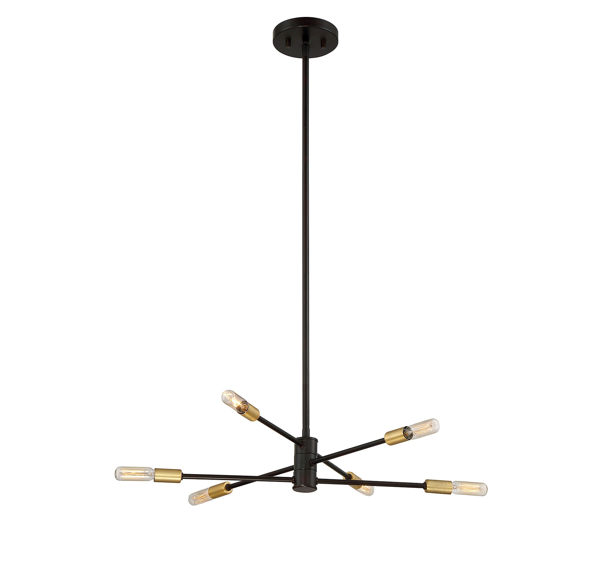 6 Light Chandelier In Industrial Style-7 Inches Tall And 21.75 Inches Wide-Bronze/Brass Finish    -Traditional Installation Savoy House 1-7000-6-77