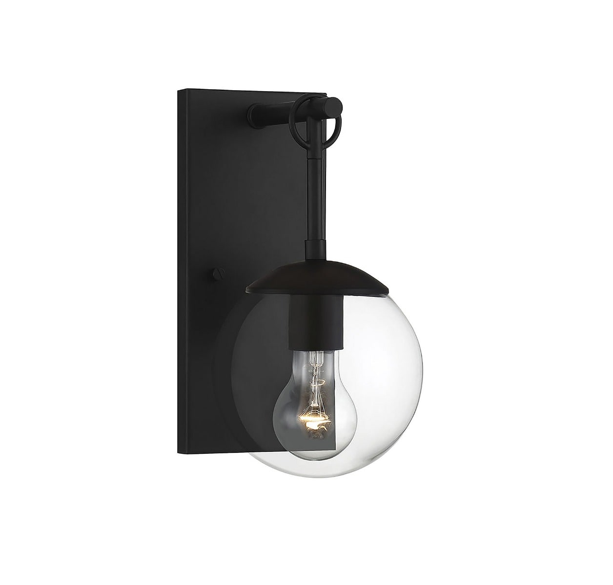 Trade Winds Campana Outdoor Wall Light in Matte Black with Clear Glass