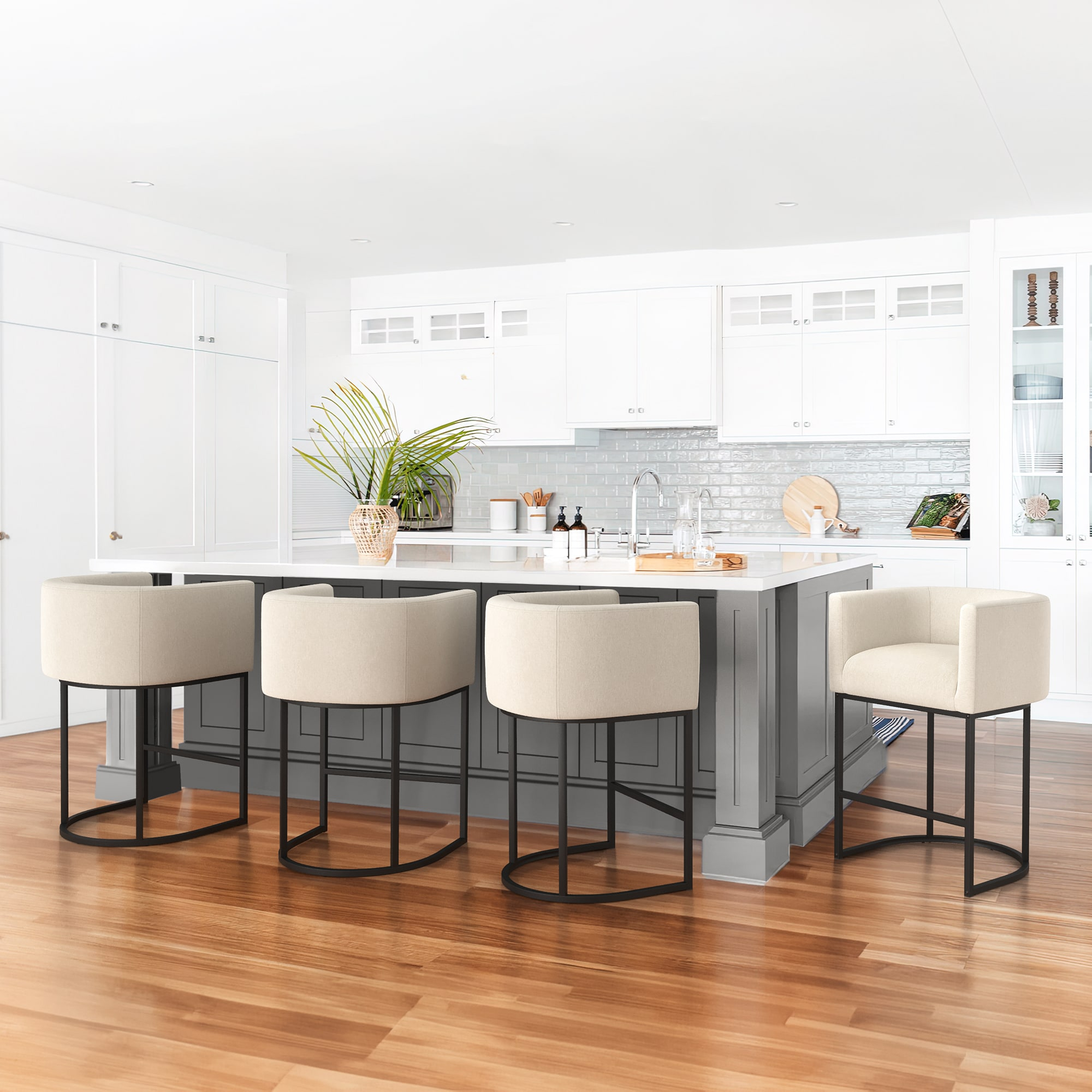 Dycanpo Counter Height Bar Stools with Back Sets of 4 Modern Counter Stools for Home Kitchen, Line