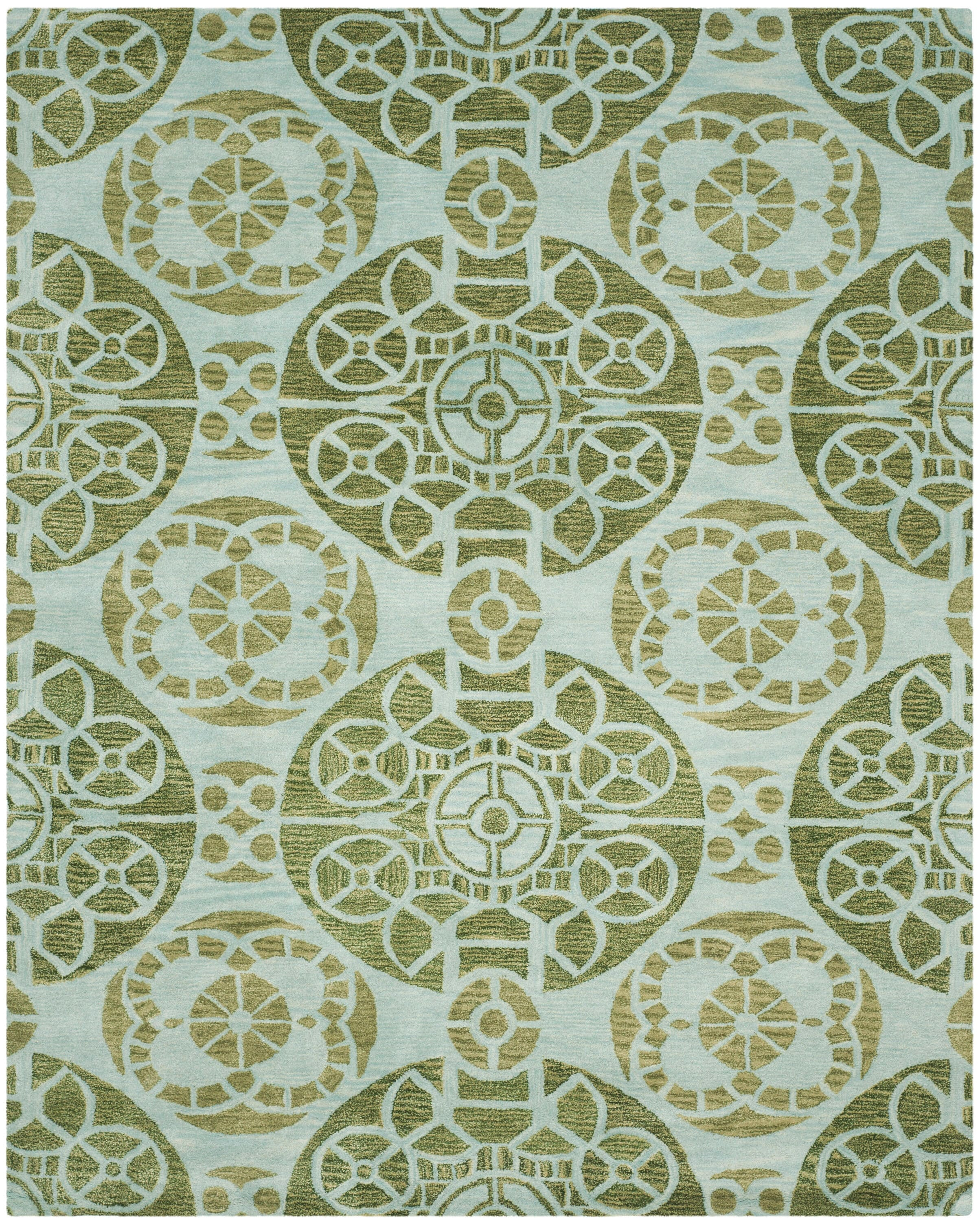 SAFAVIEH Wyndham Louise Medallion Wool Area Rug, Turquoise/Green, 10' x 14'