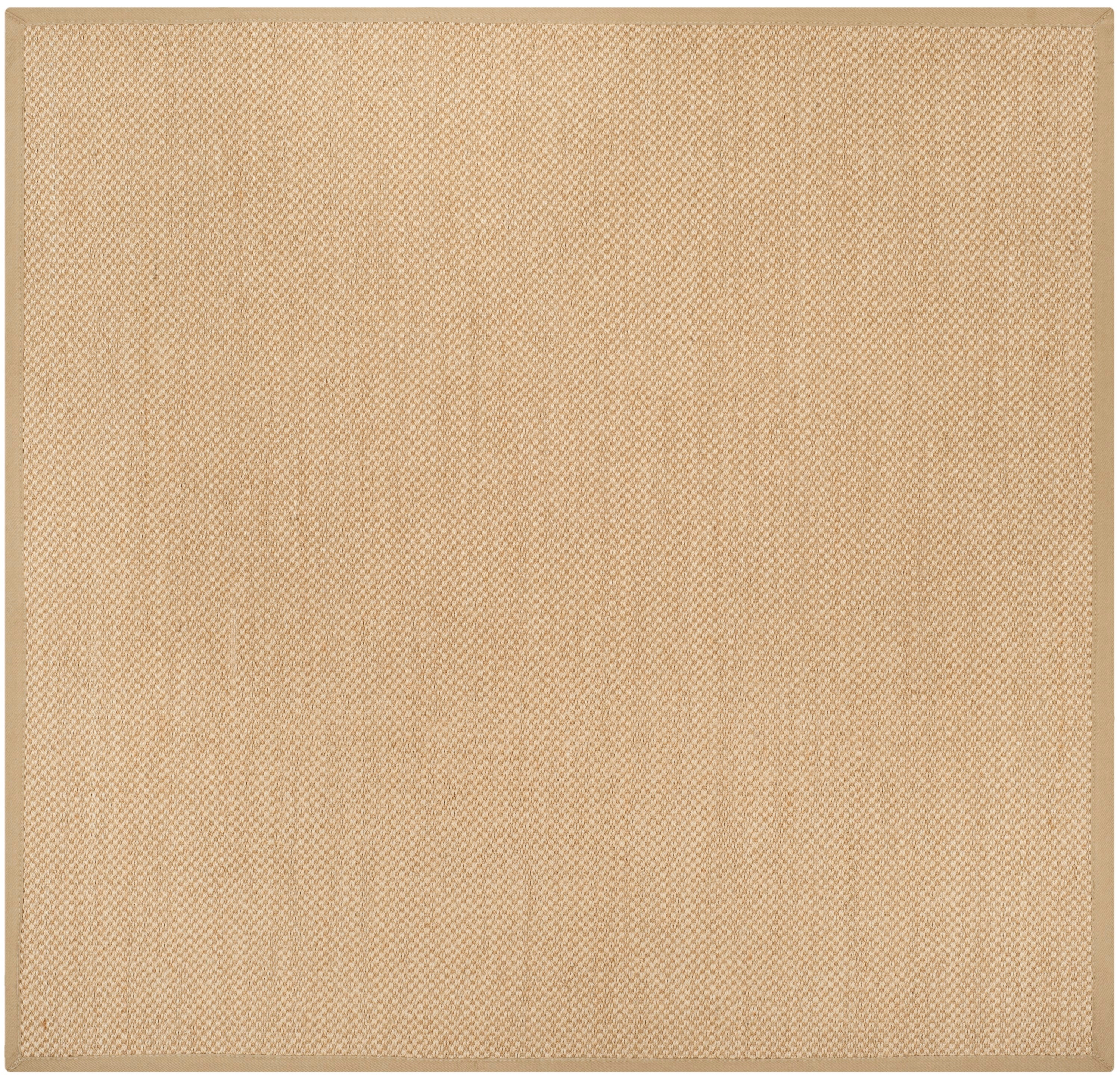 SAFAVIEH Natural Fiber Jovana Border Seagrass Area Rug, Maize/Linen, 10' x 10' Square
