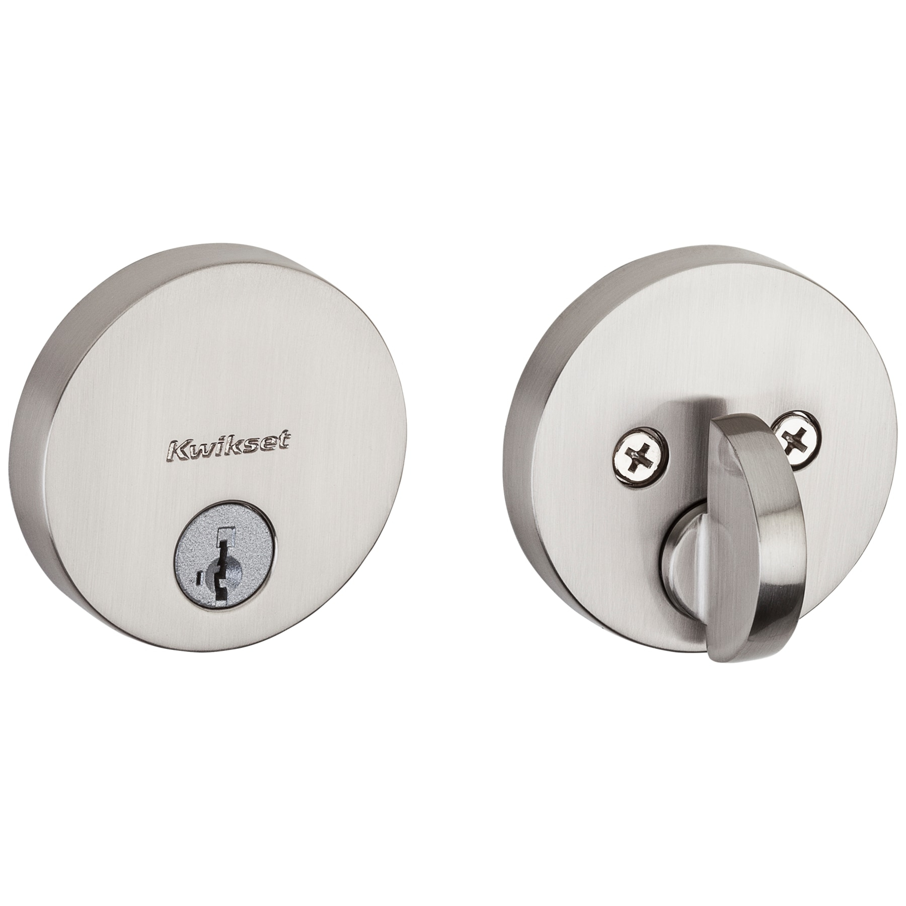 258 Uptown Round Keyed One Side Low Profile Deadbolt featuring SmartKey Security™ in Satin Nickel