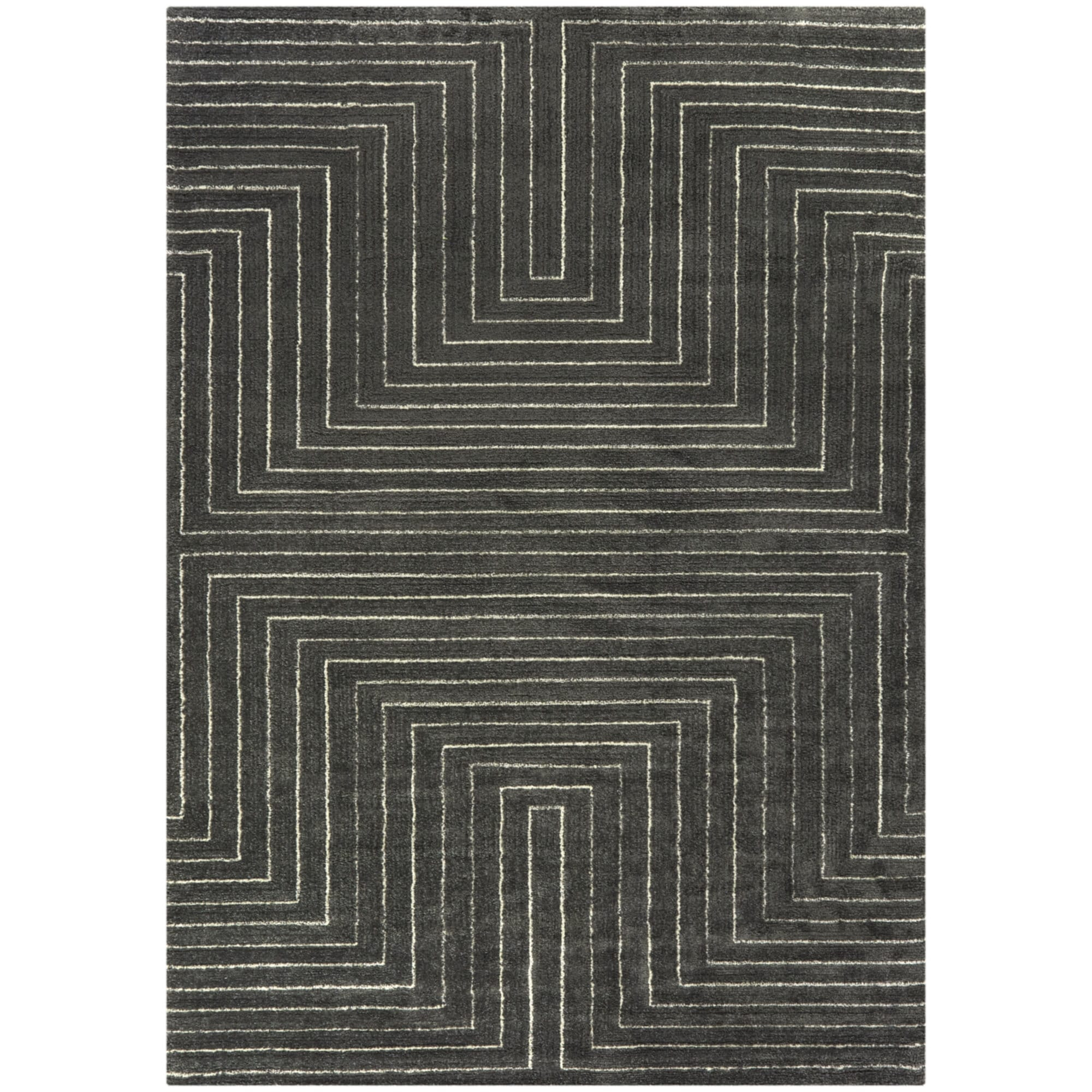 Balta Carmody Modern Geometric Art Deco Area Rug Charcoal 2'2" x 7' 4' x 6', 8' Runner Beige, Black, Grey