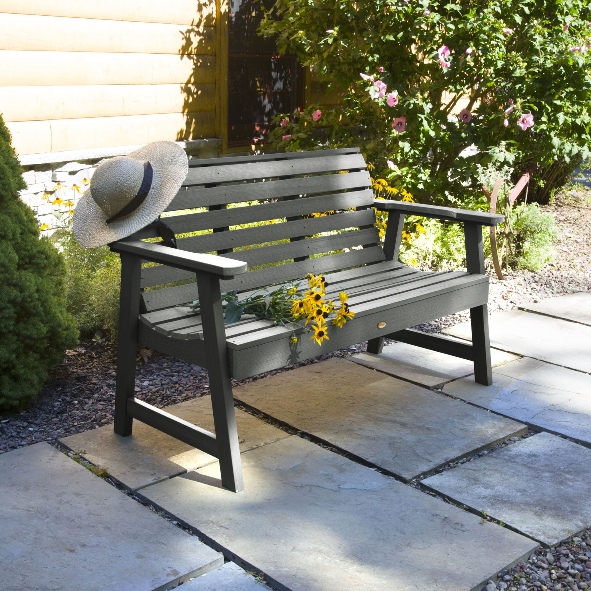 Highwood Weatherly 4ft Garden Bench - 2-Person, Eco-friendly, Synthetic Wood