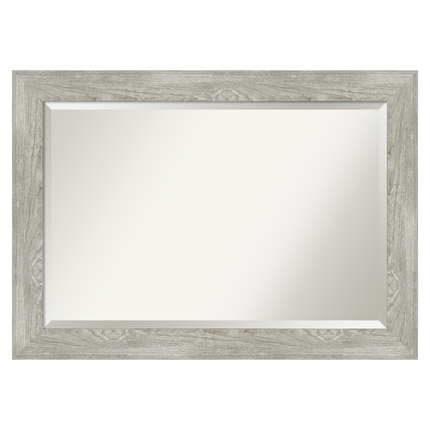 Amanti Art Beveled Bathroom Wall Mirror - Dove Greywash Frame Outer Size: 42 x 30 in