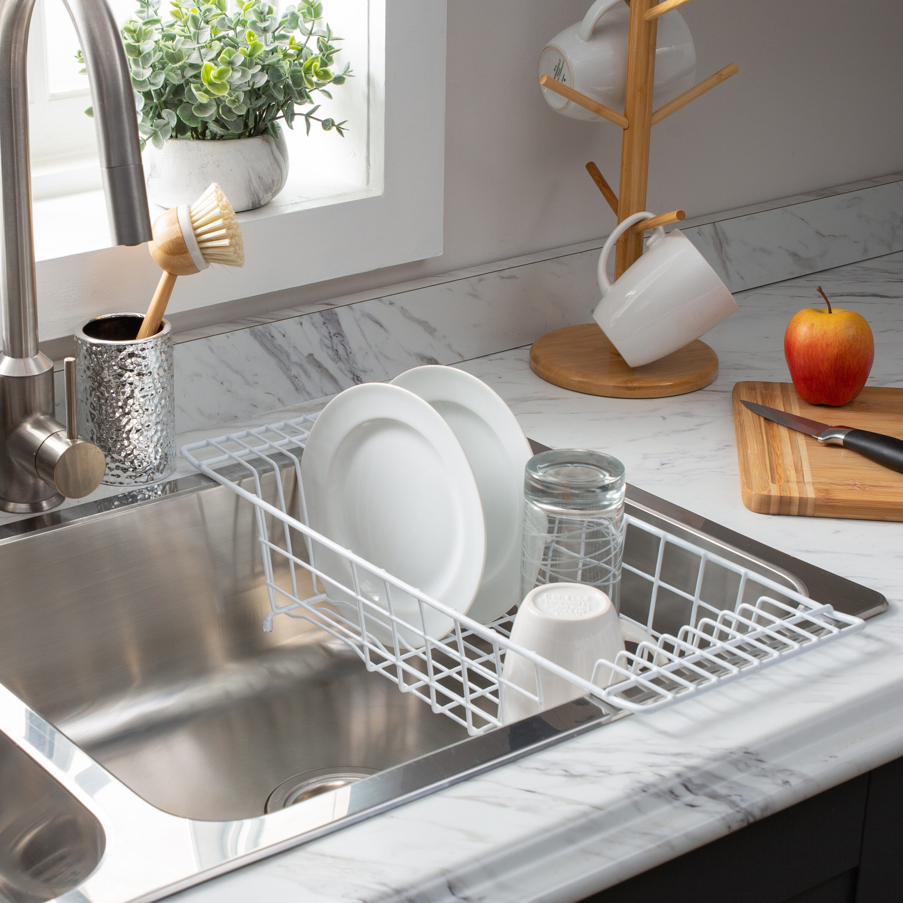 Over the Sink White Dish Rack