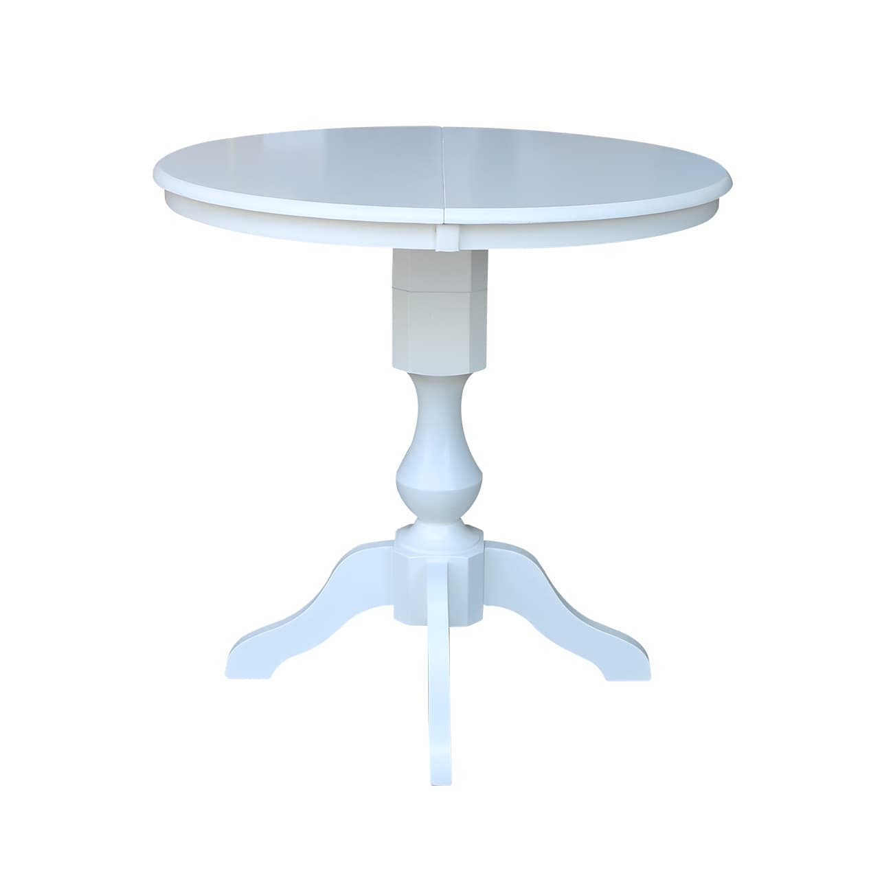 36" Round Top Counter Height Table with 12" Leaf - White