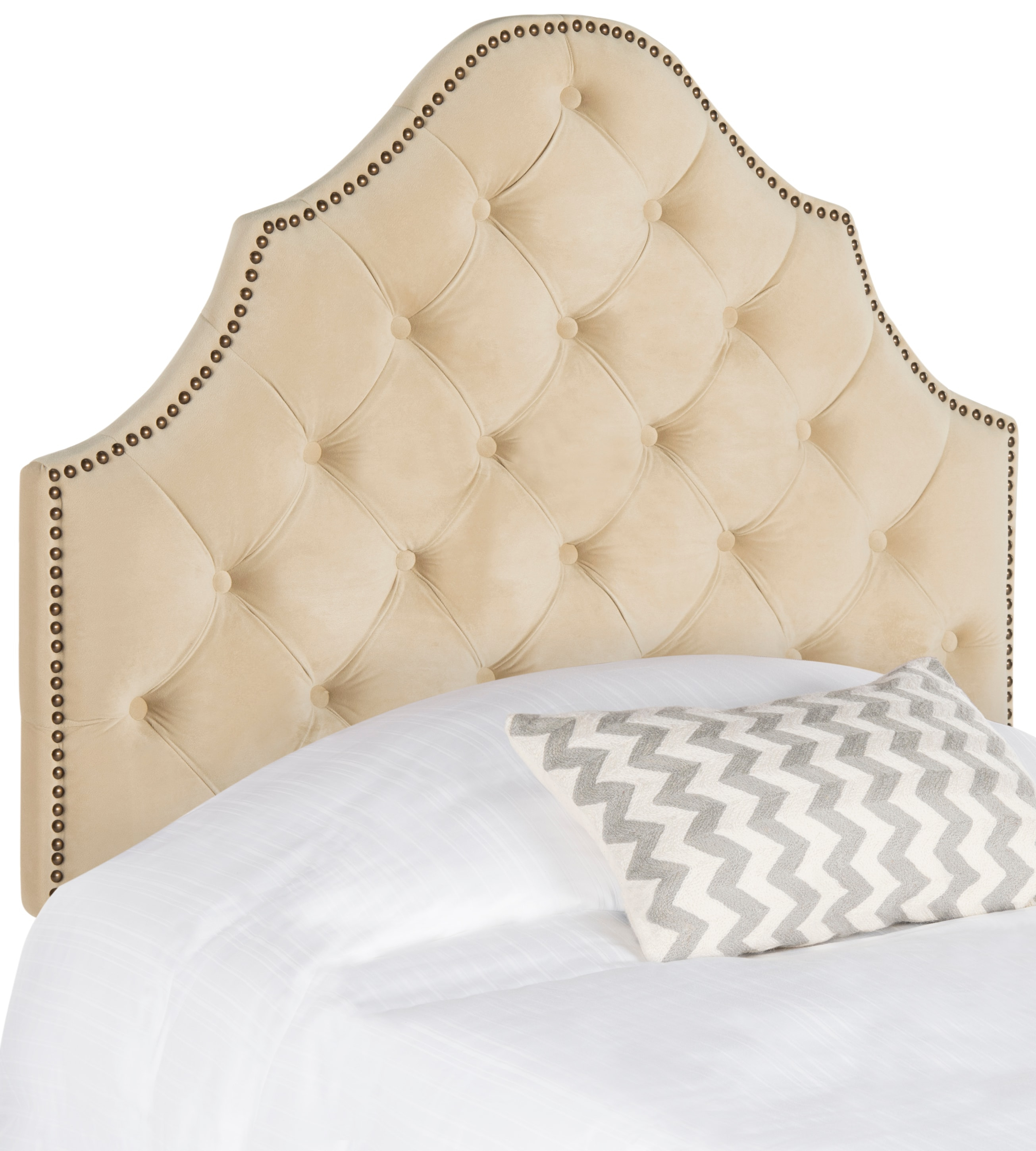 SAFAVIEH Arebelle Rustic Glam Tufted Headboard with Nail Heads, Twin, Buckwheat