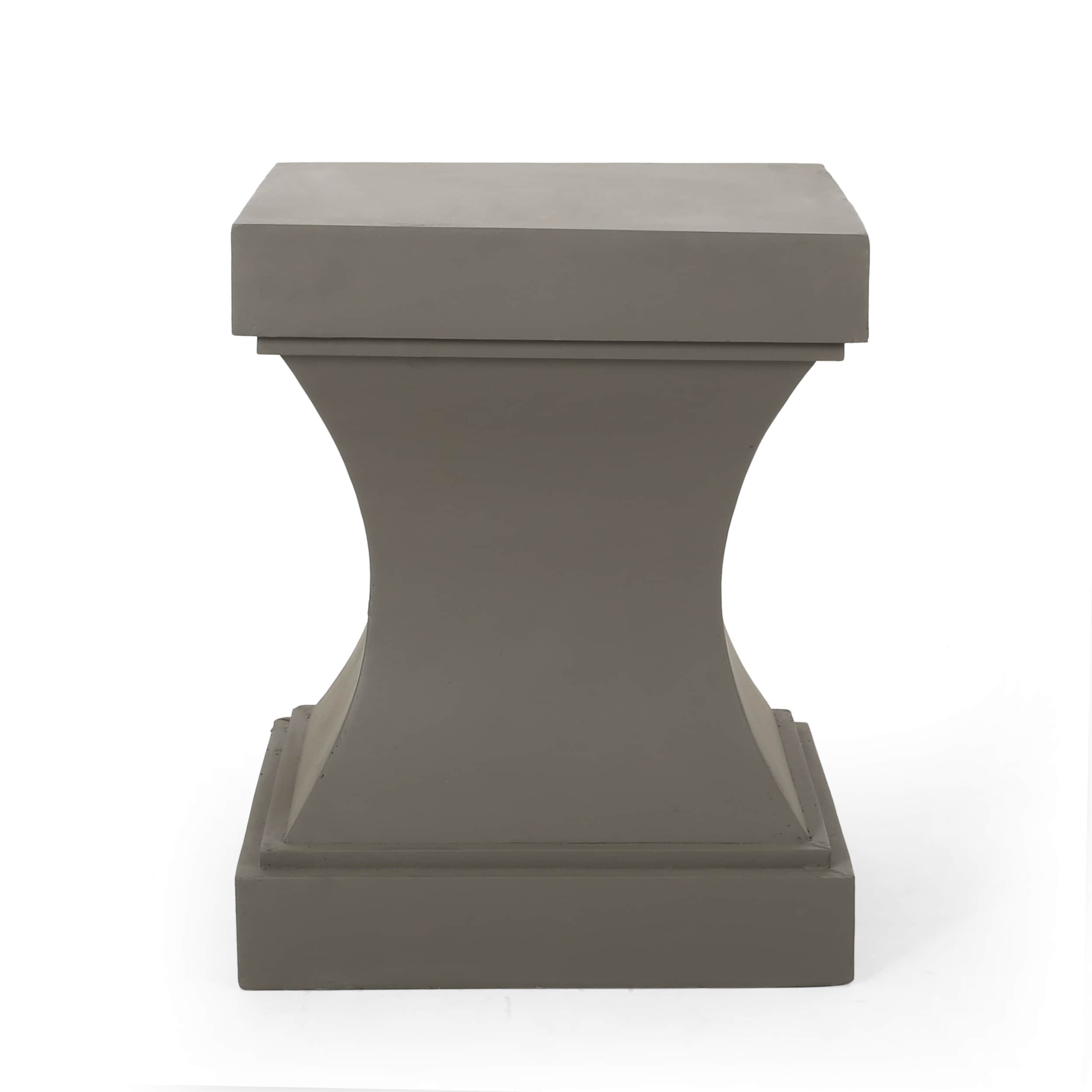 GDF Studio Atrass Outdoor Modern Lightweight Concrete Side Table, Light Gray