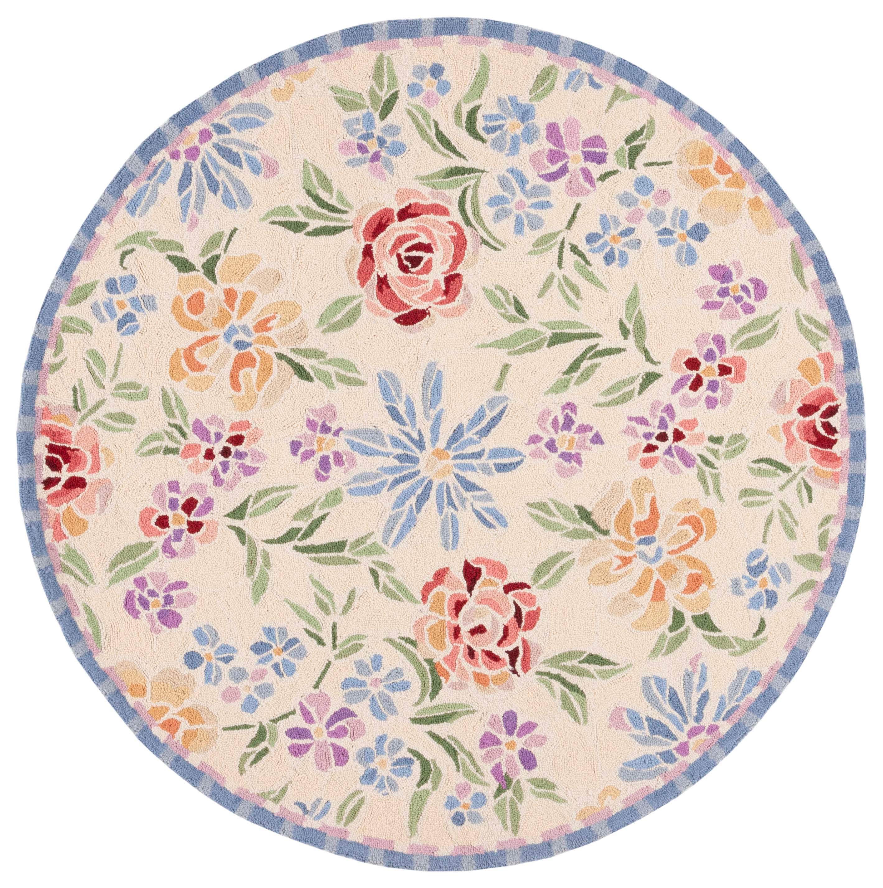 SAFAVIEH Chelsea Endika Floral Wool Area Rug, Ivory, 3' x 3' Round