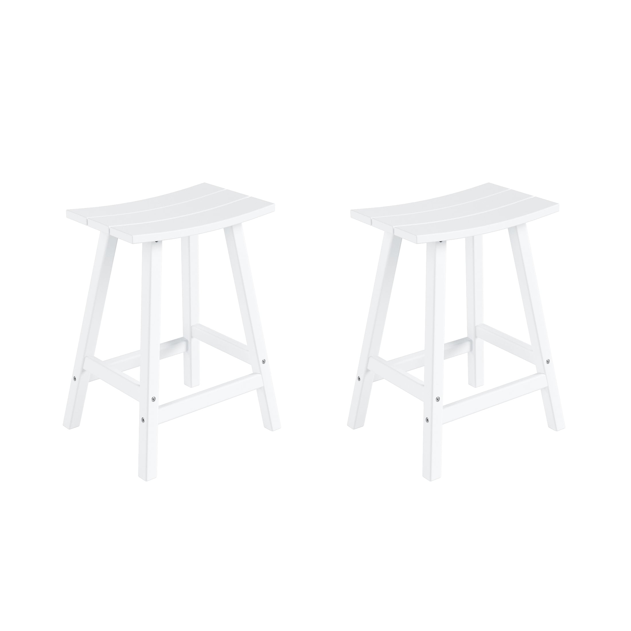 Polytrends  Laguna Hdpe All Weather Outdoor Patio 24" Saddle Seat Counter Stool (Set Of 2) White