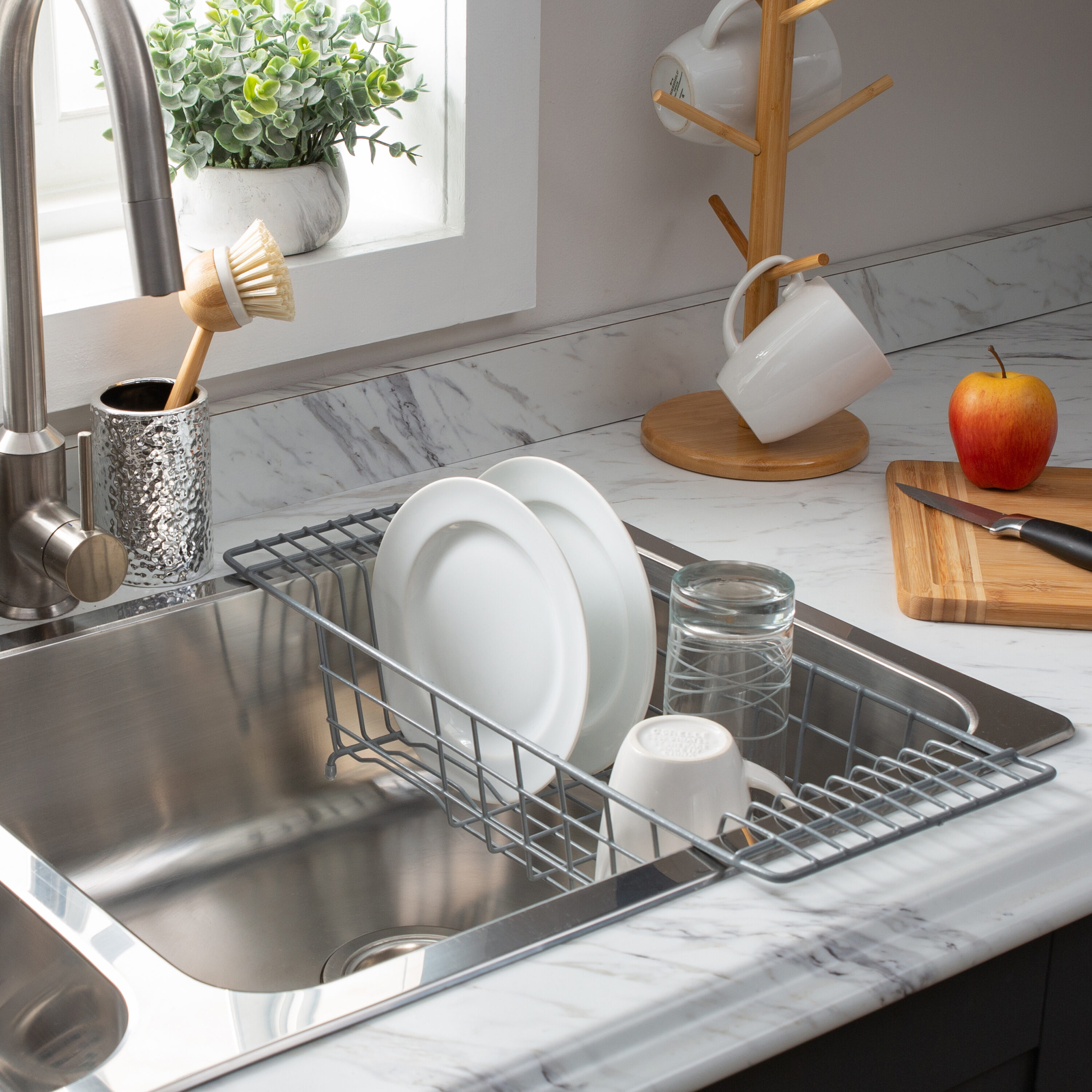 Kitchen Details Over the Sink Dish Rack, 19.92" x 7.99" x 5.12", Grey
