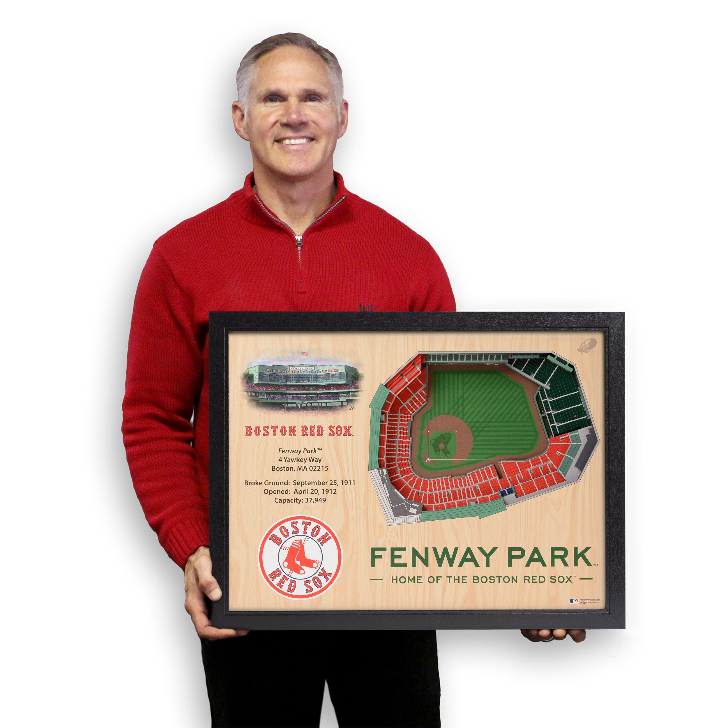 StadiumViews Boston Red Sox YouTheFan MLB Boston Red Sox 25-Layer StadiumViews 3D Wall Art - Fenway Park YouTheFan Brown Floater frame 19.5-Inches H x 25.5-Inches W Sports 3D art