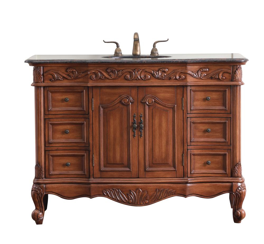 Elegant Decor Oakland 48" Single Marble Top Bathroom Vanity in Teak