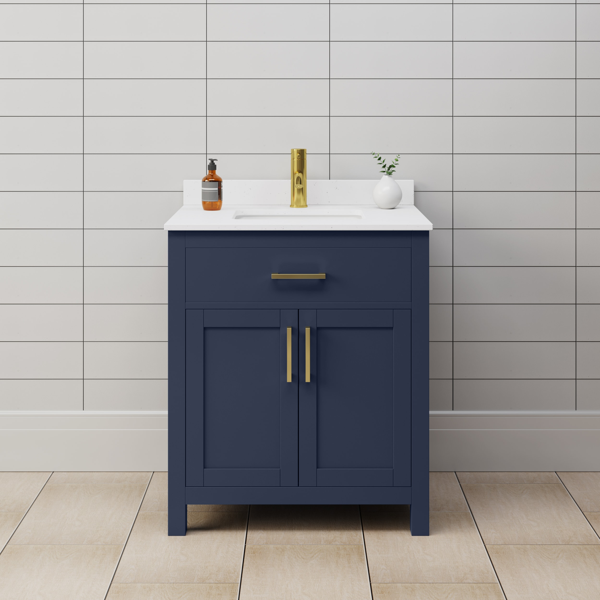 Wyndham Collection Beckett 30" Freestanding Single Bathroom Vanity with Cultured Marble Top