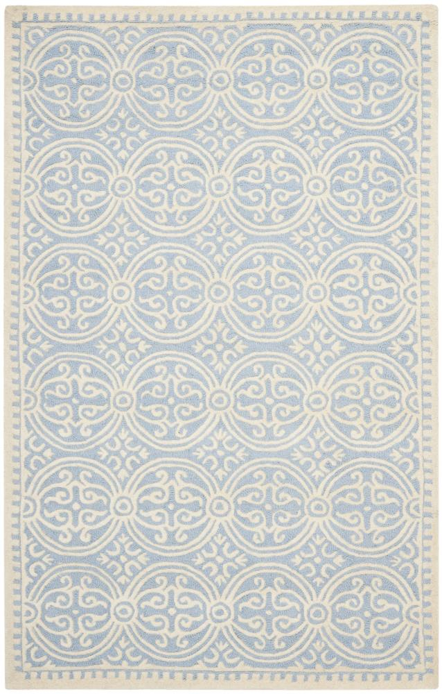 SAFAVIEH Cambridge Leslie Geometric Wool Area Rug, Light Blue/Ivory, 4' x 6'
