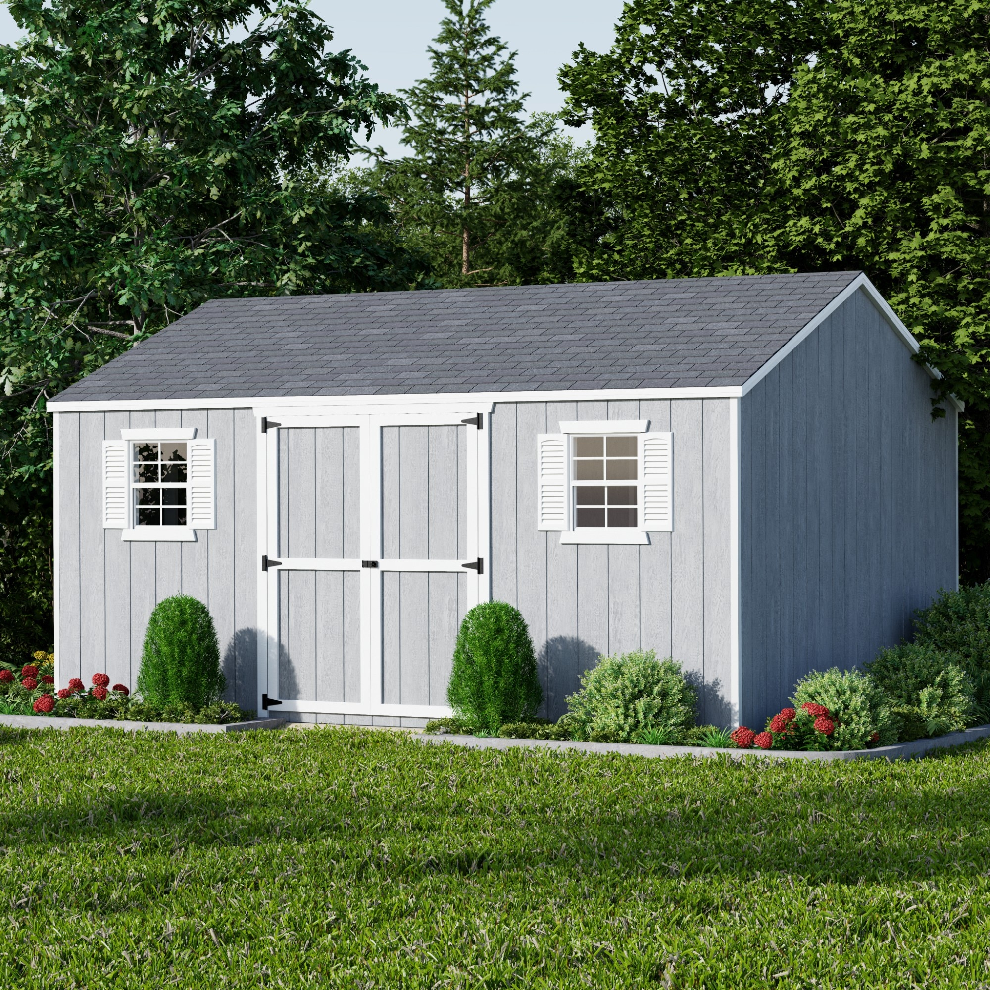 Little Cottage Co. 12x16 Value Workshop Shed with Operable Windows, Outdoor Wood Storage Do-It-Yourself Precut Kit