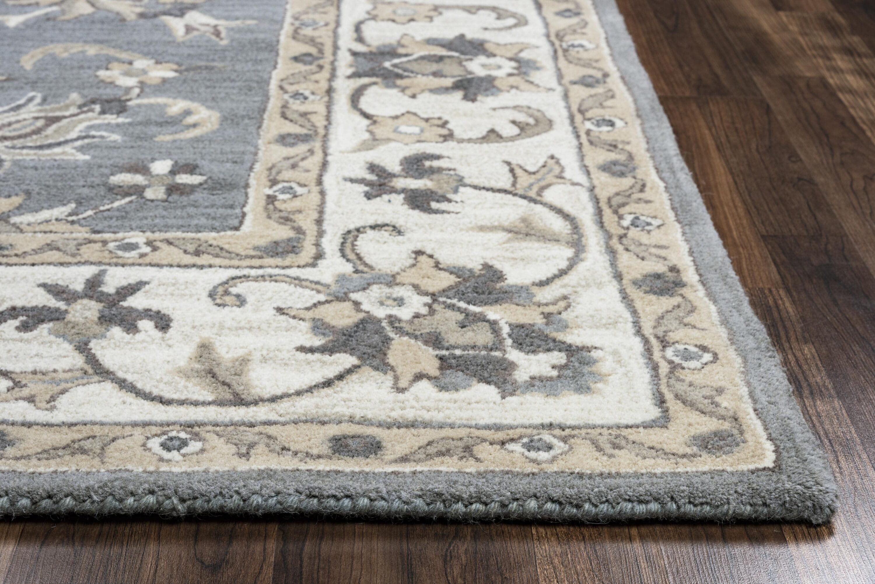 Liberty Transitional Hand-Tufted Wool Rug in Gray, Tan, and Ivory, 9' x 12'