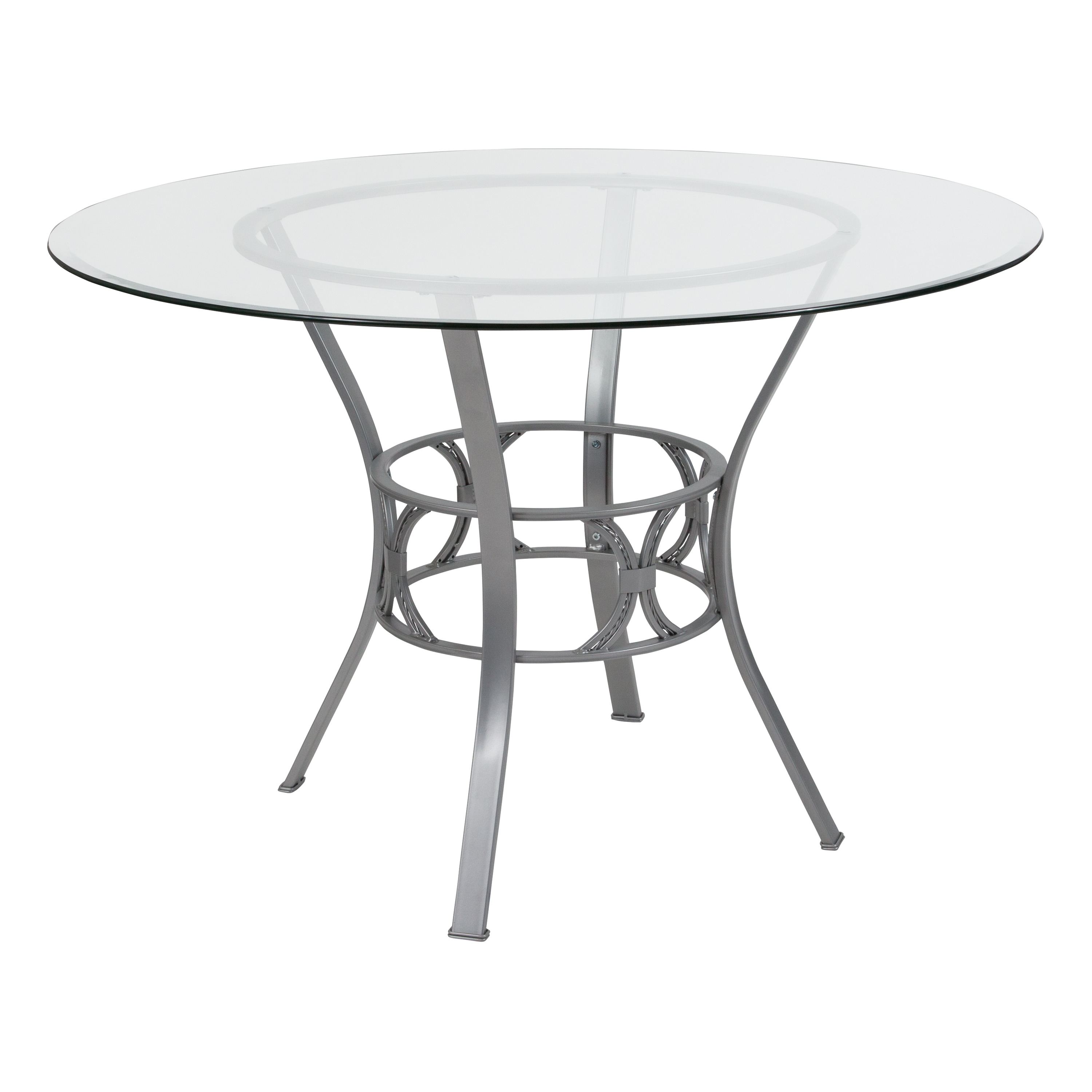 Flash Furniture Carlisle 45'' Round Glass Dining Table with Silver Metal Frame
