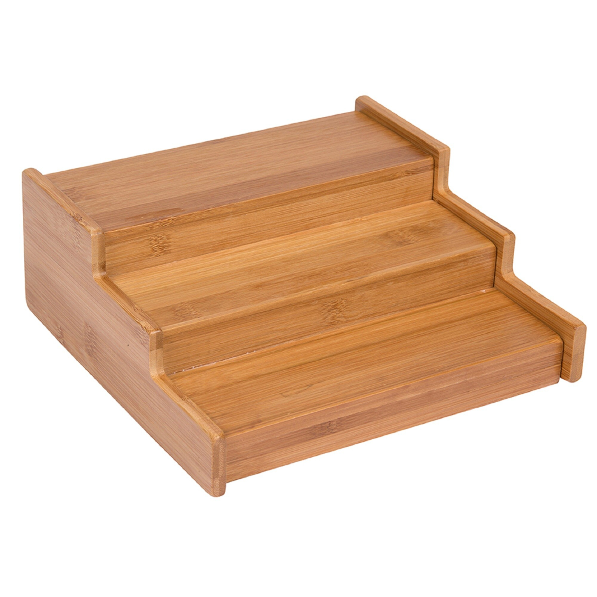 Trademark Innovations Bamboo Expandable 3-Tier Spice Rack and Cabinet Organizer, Natural, Small