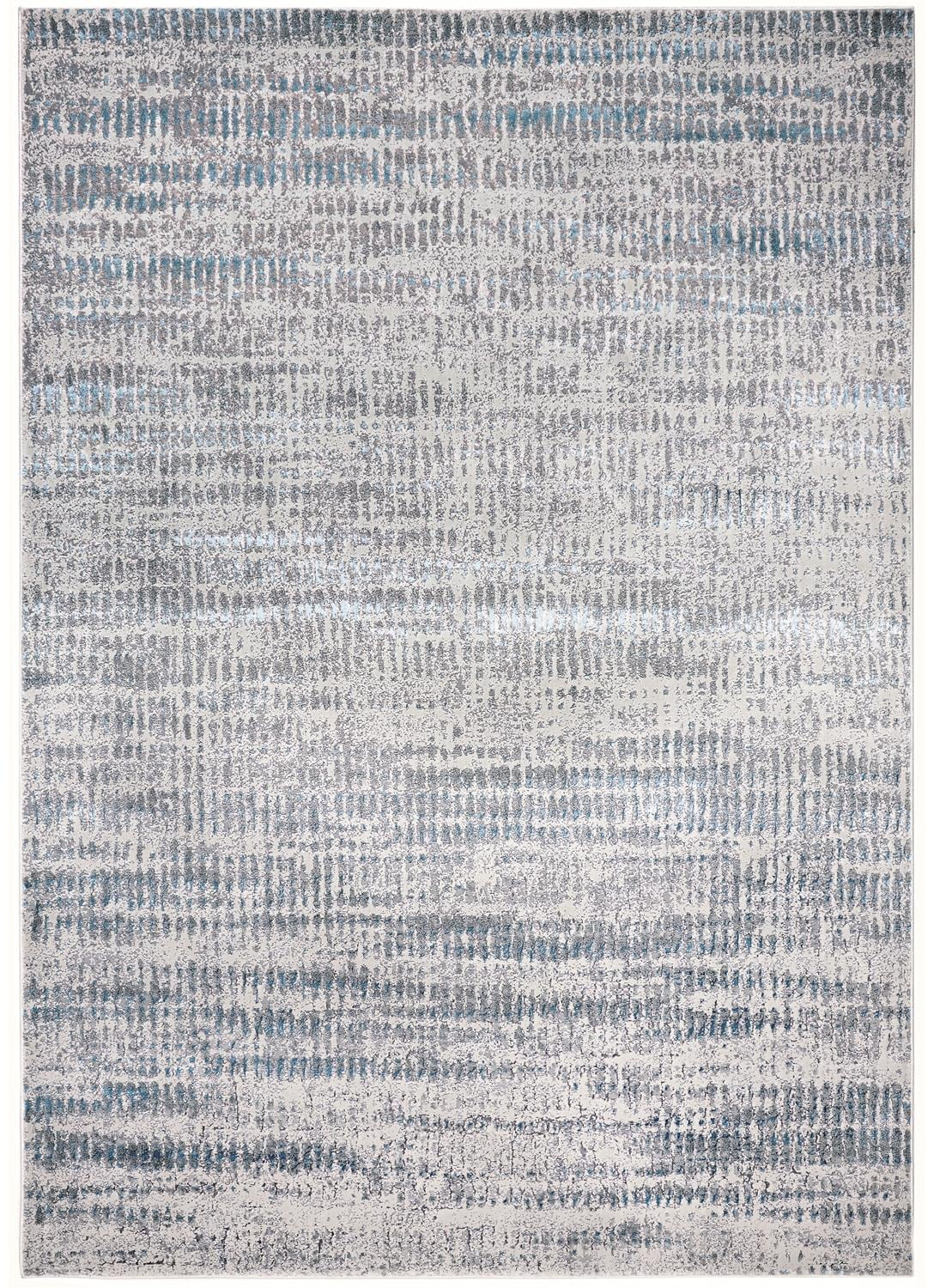 Room Envy Aurelian 7 x 10 (ft) Loomed Polyester Pearled Ivory/Silver Gray Rectangular Indoor Abstract Mid-Century Modern Area rug