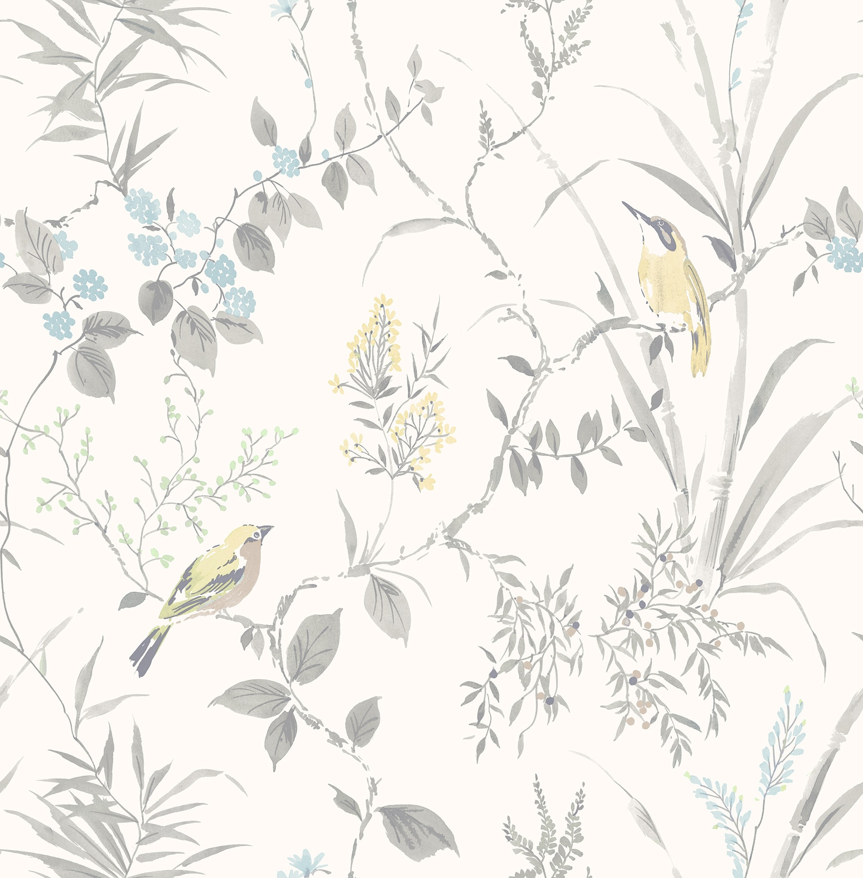 Chesapeake Imperial Garden Grey Botanical Unpasted Non Woven Wallpaper, 20.5-in by 33-ft, 56.4 sq. ft.