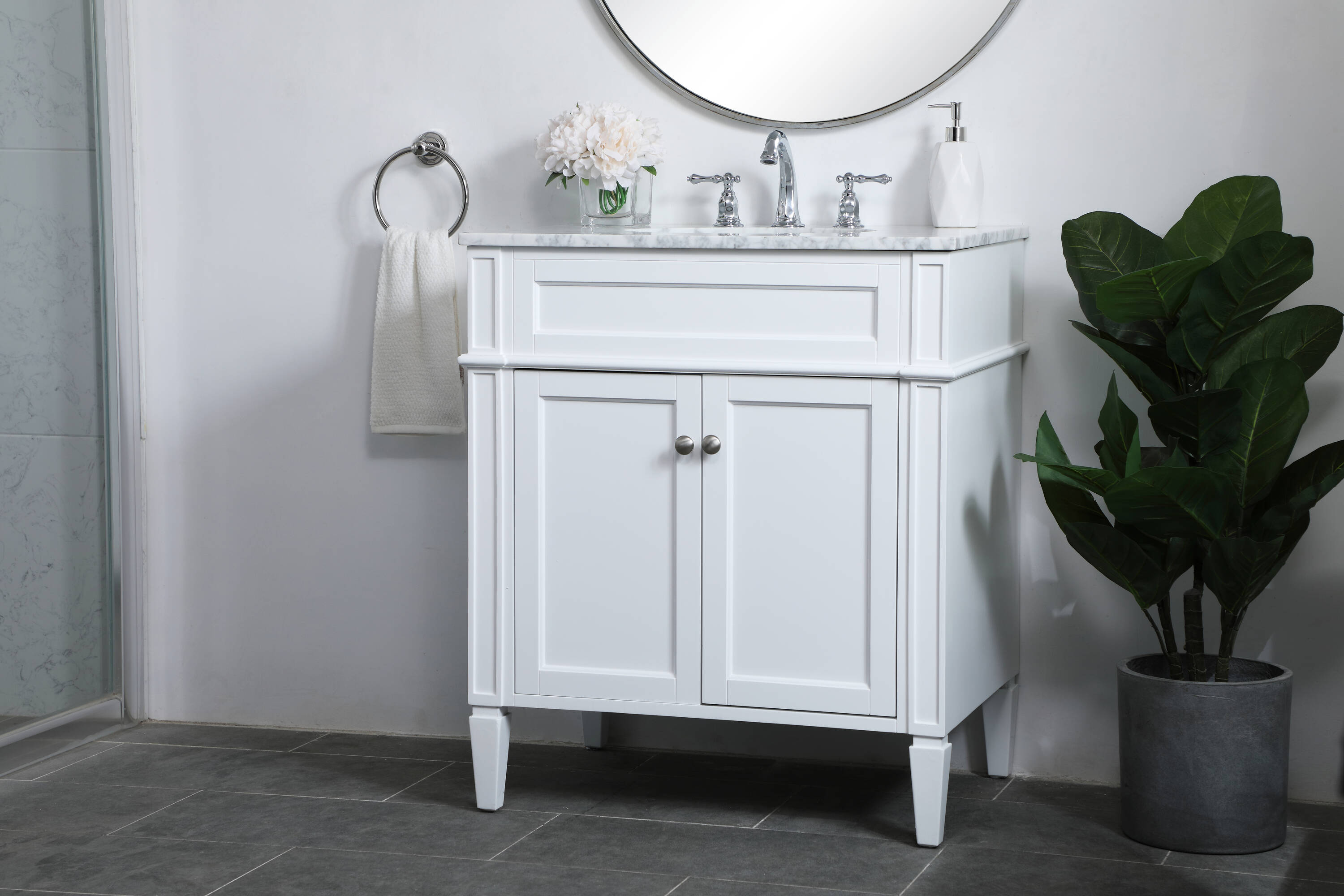 30 inch single bathroom vanity in White