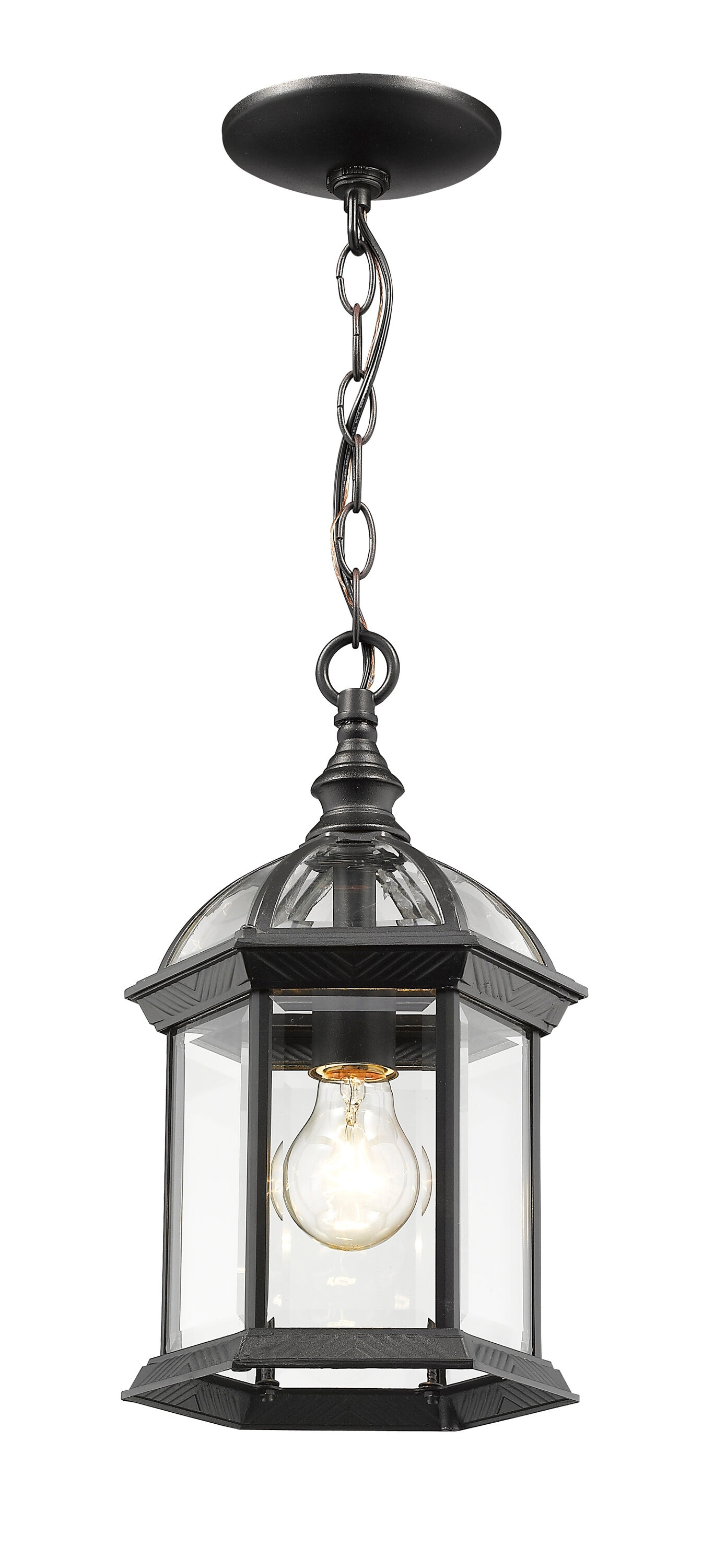 1 Light Outdoor Chain Mount Lantern In Gothic Style 8 Inches Wide By 13.75 Inches High-Black Finish Z-Lite 563Chm-Bk