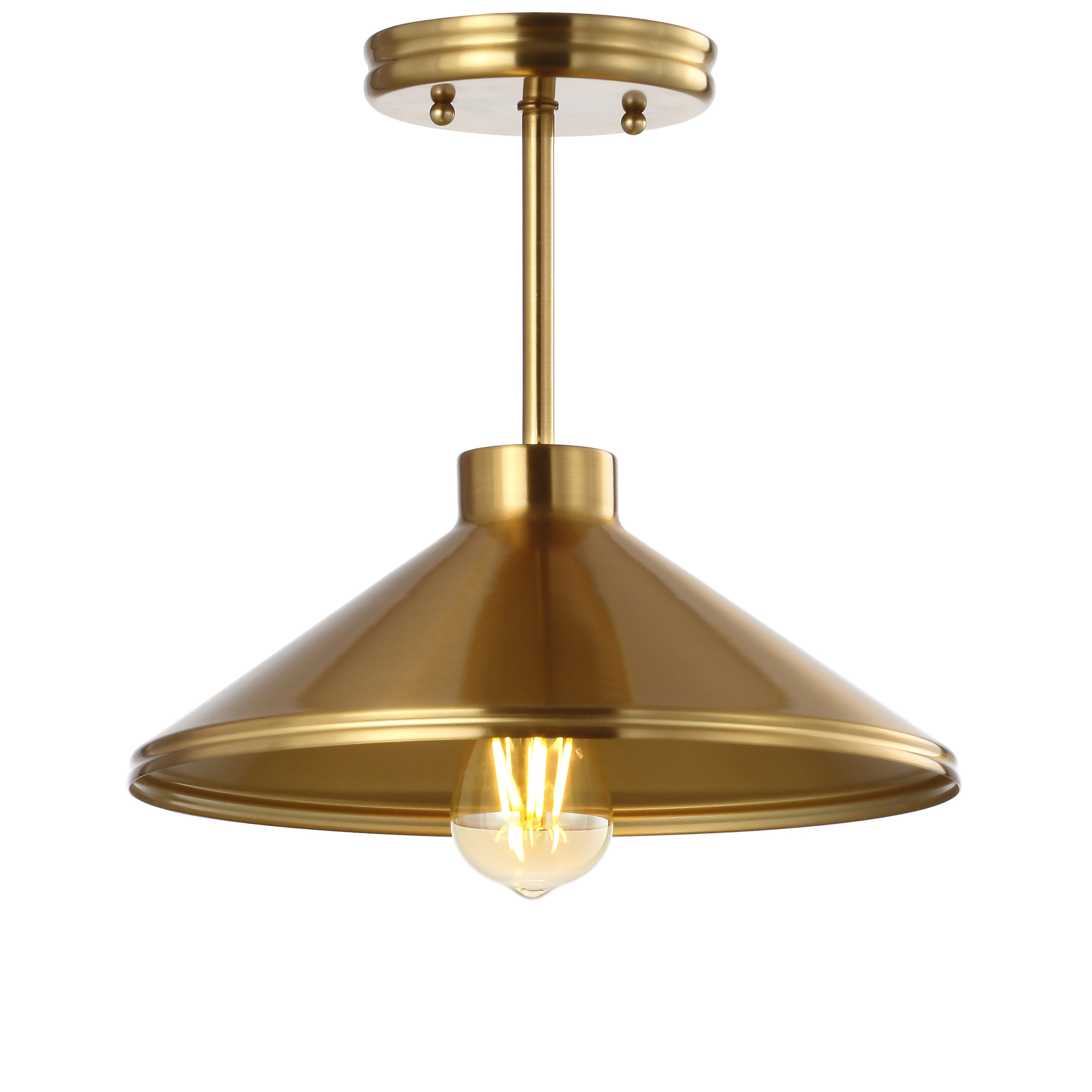 Cisco 11.75" Iron Modern Farmhouse LED Semi Flush Mount, Brass Gold