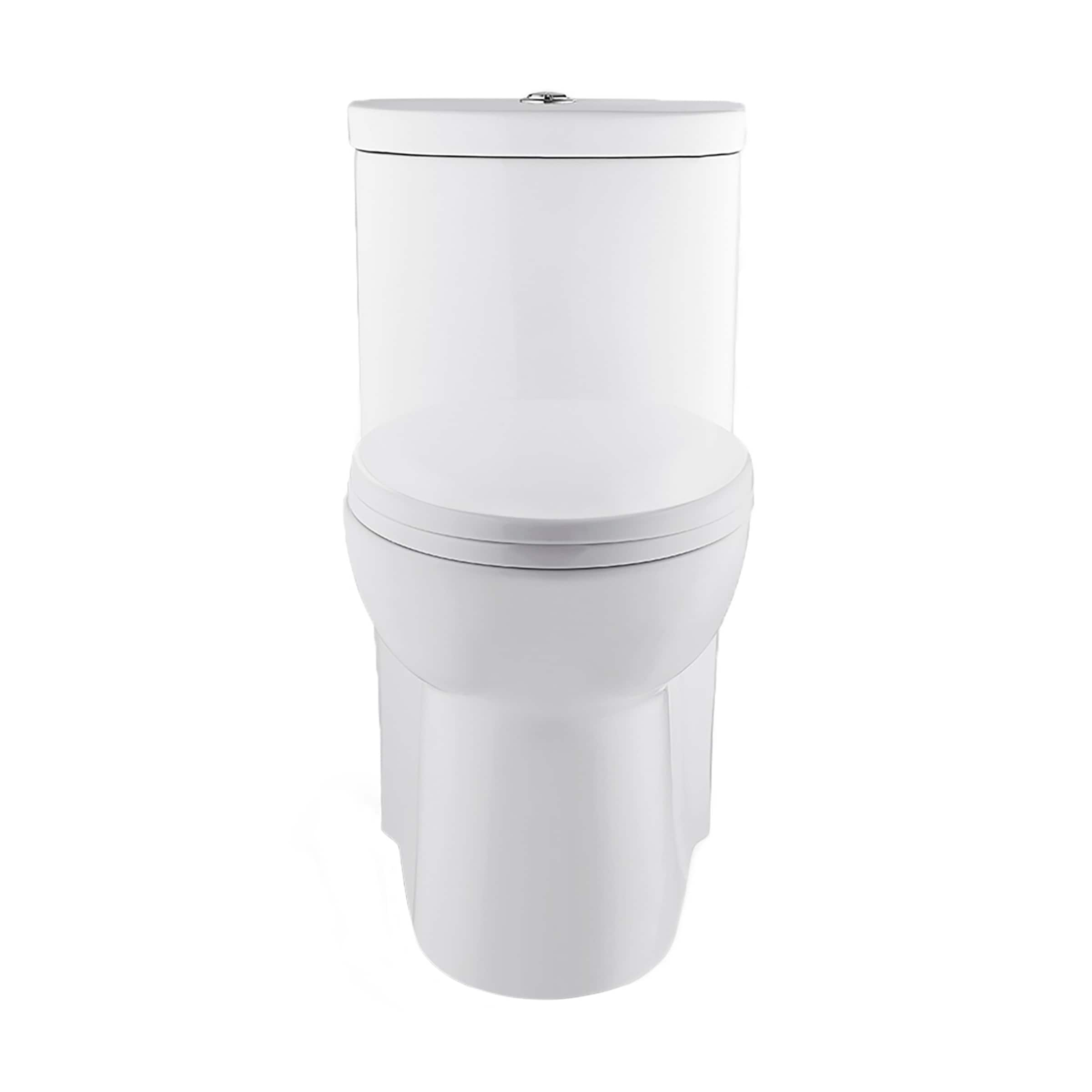 Swiss Madison Besanxcon Glossy White Elongated Standard height 12-in Rough-In 1.6 GPF Touchless Smart Compatible Slow Close Feature 1-piece Toilet