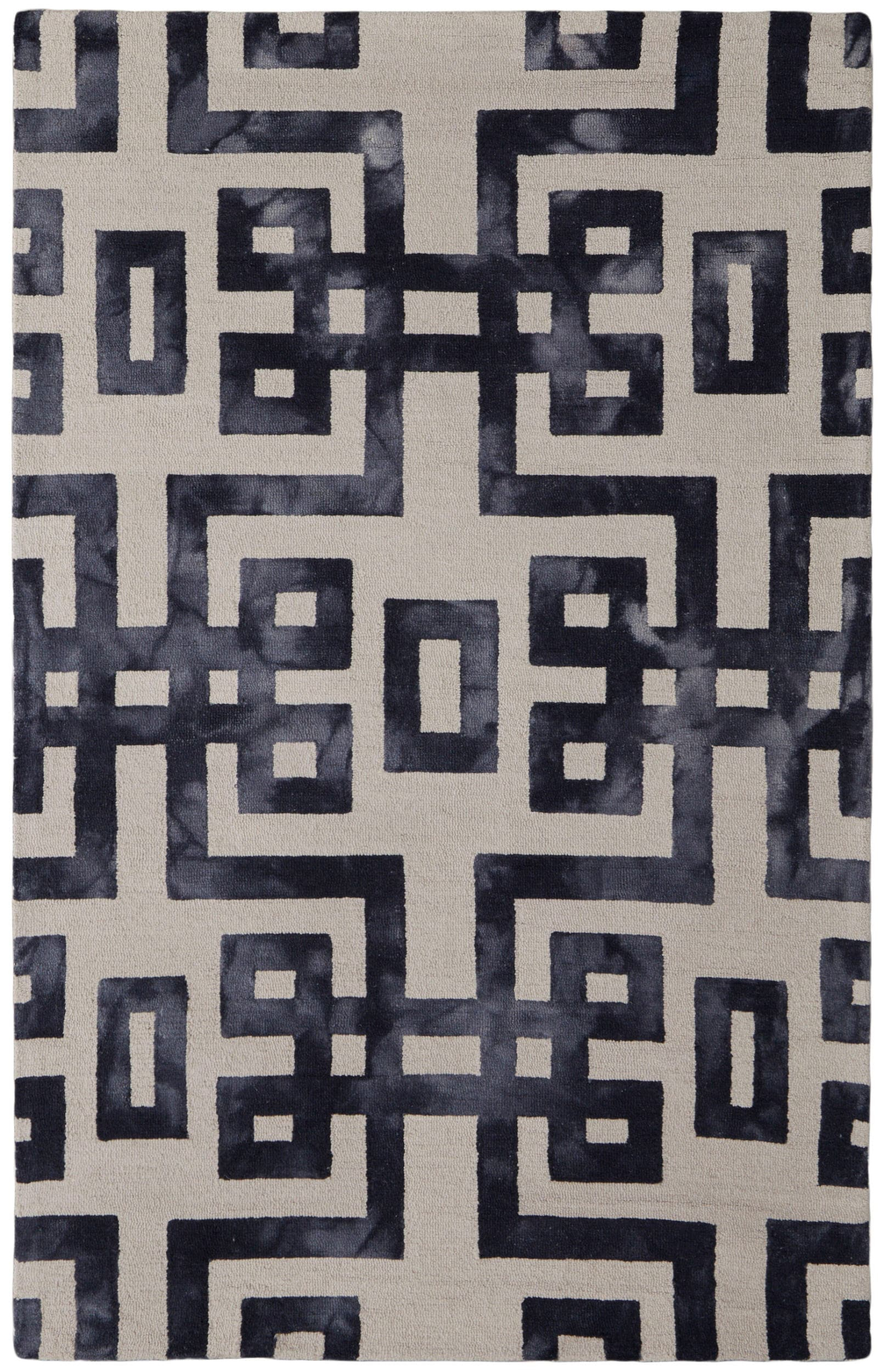 Marengo Noir Black Hand-Tufted Wool Area Rug 5' x 8'