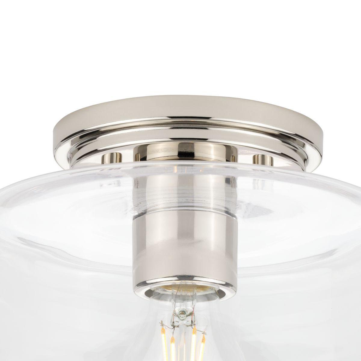 Progress Lighting, Adley Collection, 1-Light Flush Mount, Polished Nickel, Clear Glass Shade