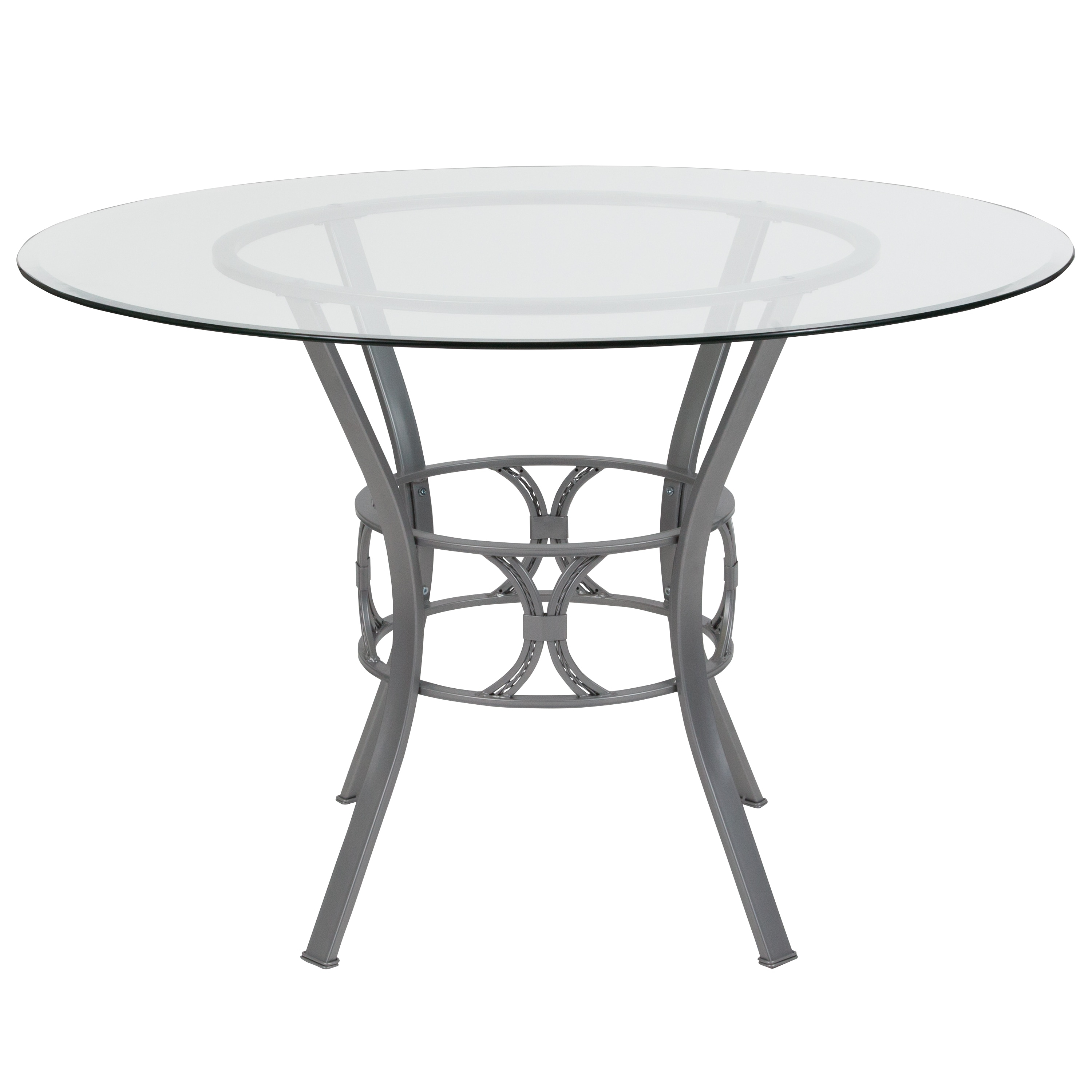 Flash Furniture Carlisle 45'' Round Glass Dining Table with Silver Metal Frame