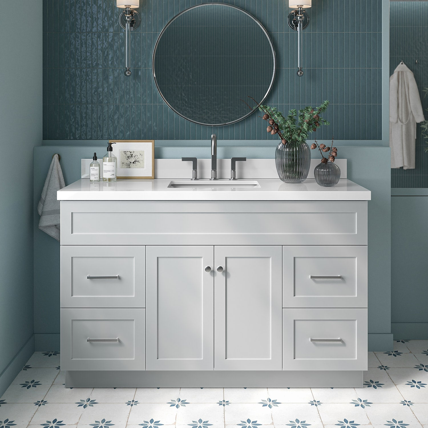 Ariel F055s-Wq-Vo Hamlet 55" Freestanding Single Basin Vanity Set - Grey