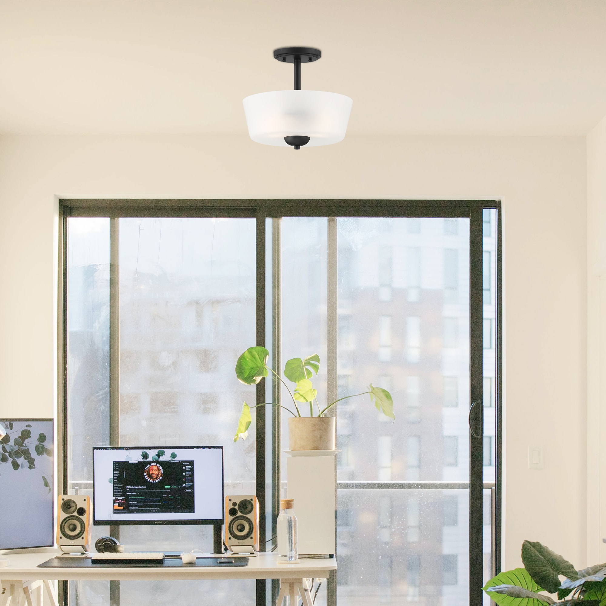 Designers Fountain Malone 2 Light Matte Black Semi Flush Mount Ceiling Light, D267M-SF-MB