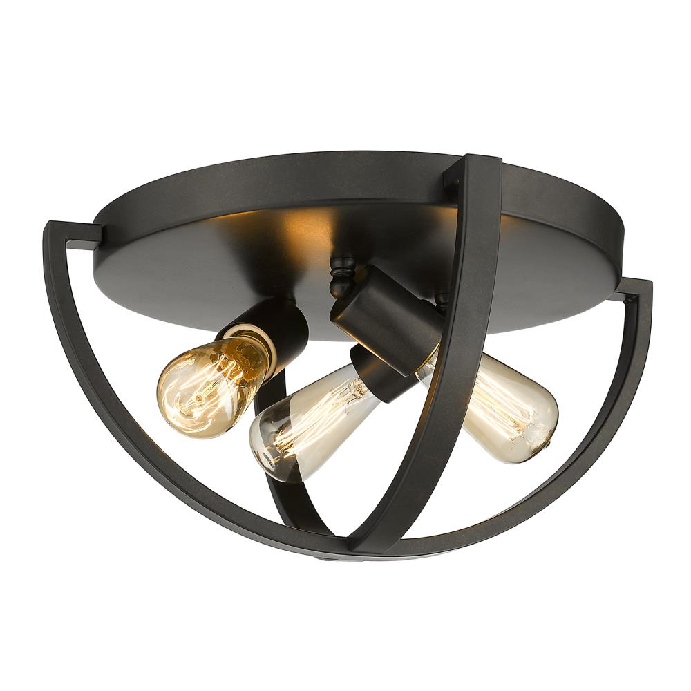 Golden Lighting Colson 3-Light Flush Mount in Etruscan Bronze