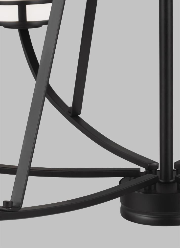Midnight Black 12-Light LED Chandelier with Etched Glass Shades