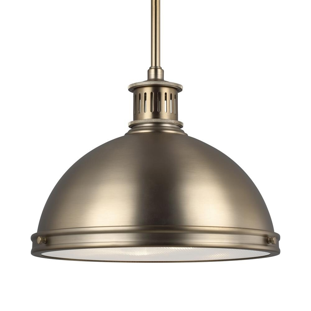 Eclaire 12.5" Satin Brass LED Pendant with Clear Textured Glass