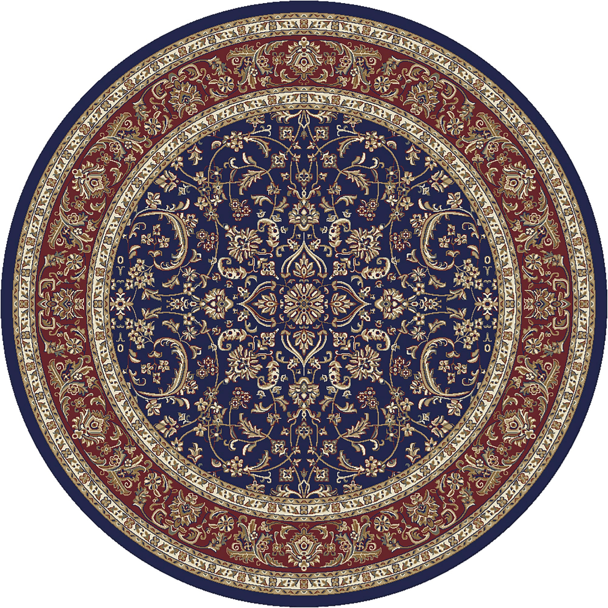 Radici Usa Noble Area Rug 1318 Traditional Navy Bordered Medallion 5' 3" x 5' 3" Round